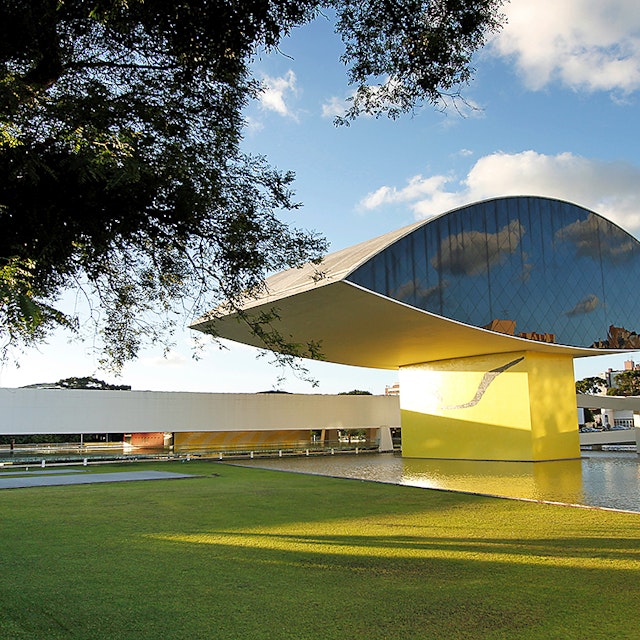 Oscar Niemeyer Museum in Curitiba, Parana State, Brazil. Cassiano Correia/Shutterstock