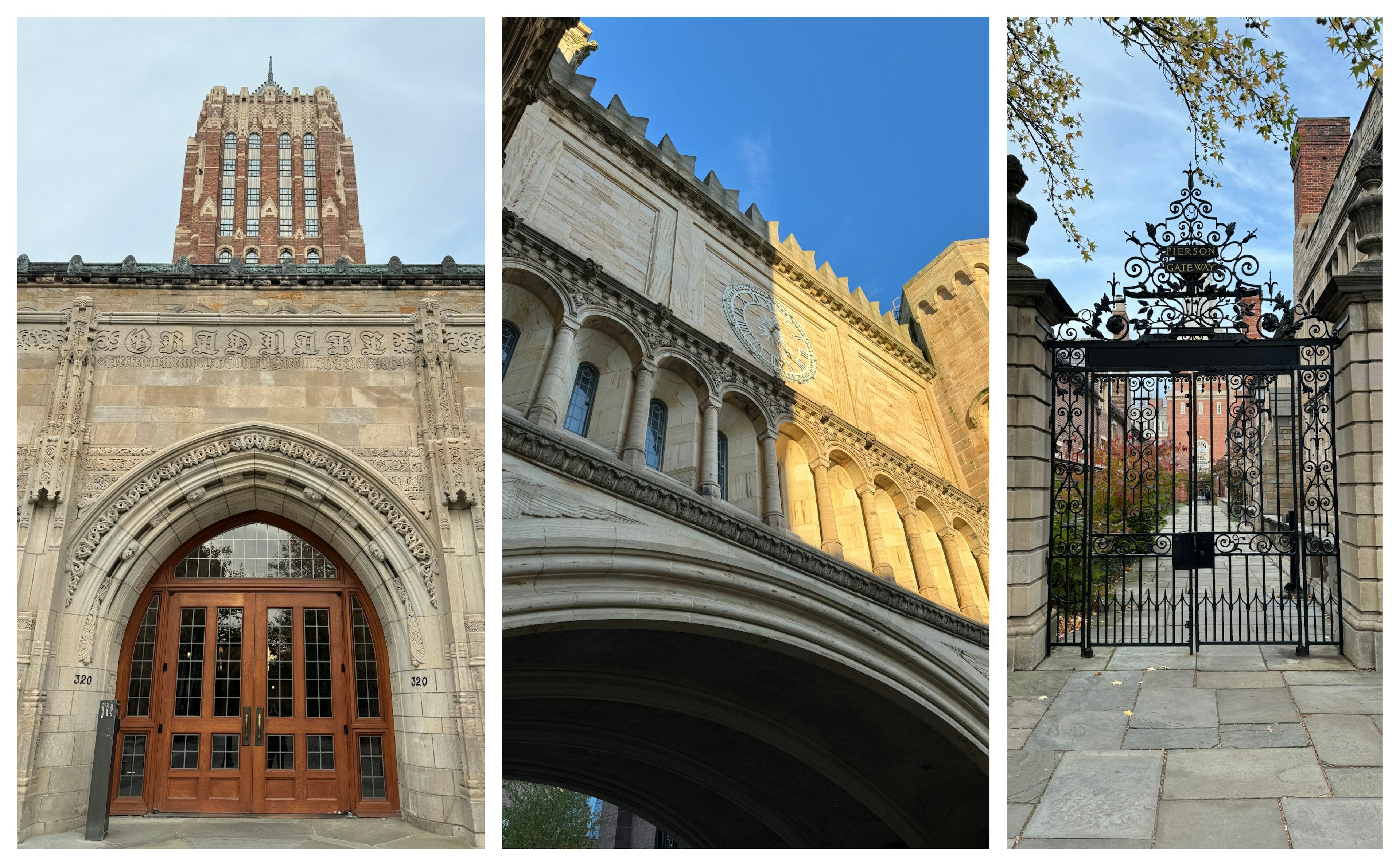 Collage of Gothic architecture around Yale Univeristy