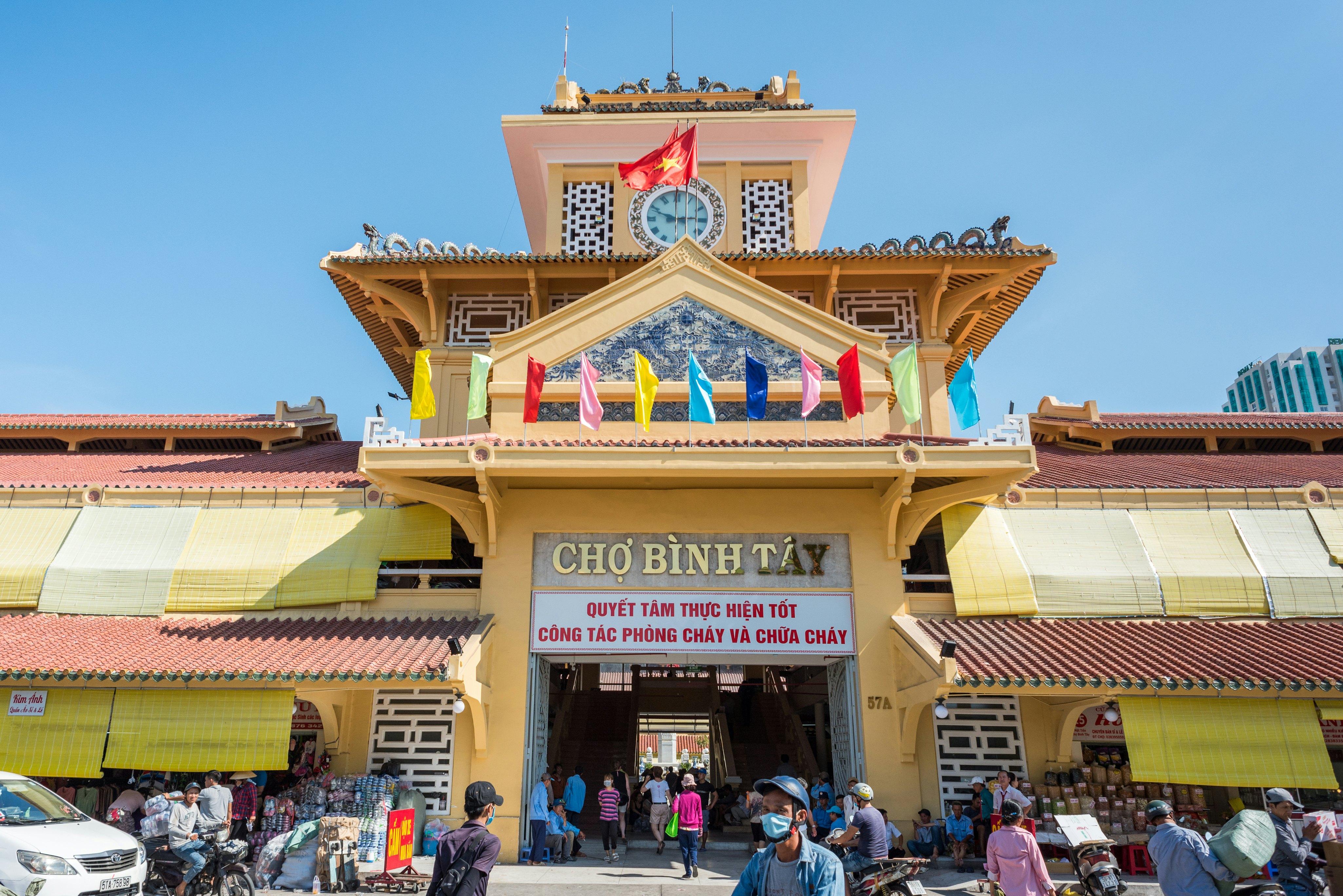 Ho Chi Minh City, Vietnam - April 15, 2019: the exterior of the central entrance and the tower of Cho Binh Tay market in Cho Lon (Cholon), a Chinatown.
1148759159