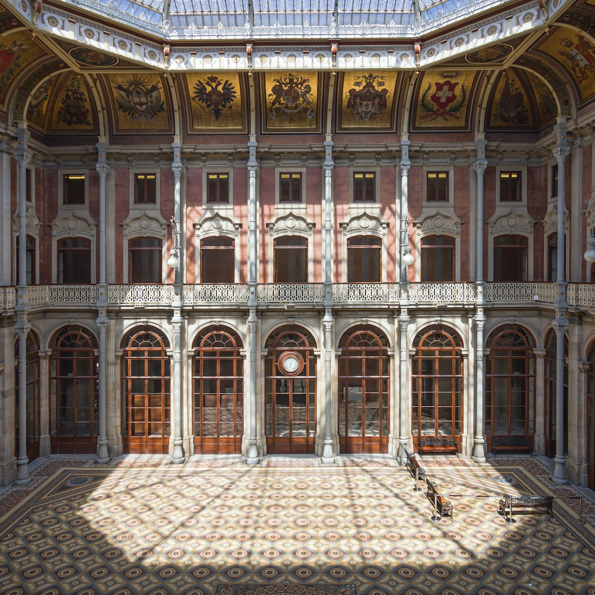 Porto, Portugal - August 25, 2020: Nations Courtyard at Stock Exchange Palace in Porto, Portugal.
1439431854
attraction, building, central, commercial, culture, dome, exchange, historic, historical, indoor, inner, interior, landmark, nations, octagonal, palacio da bolsa, patio das nacoes, porto, portuguese, stock, stock exchange