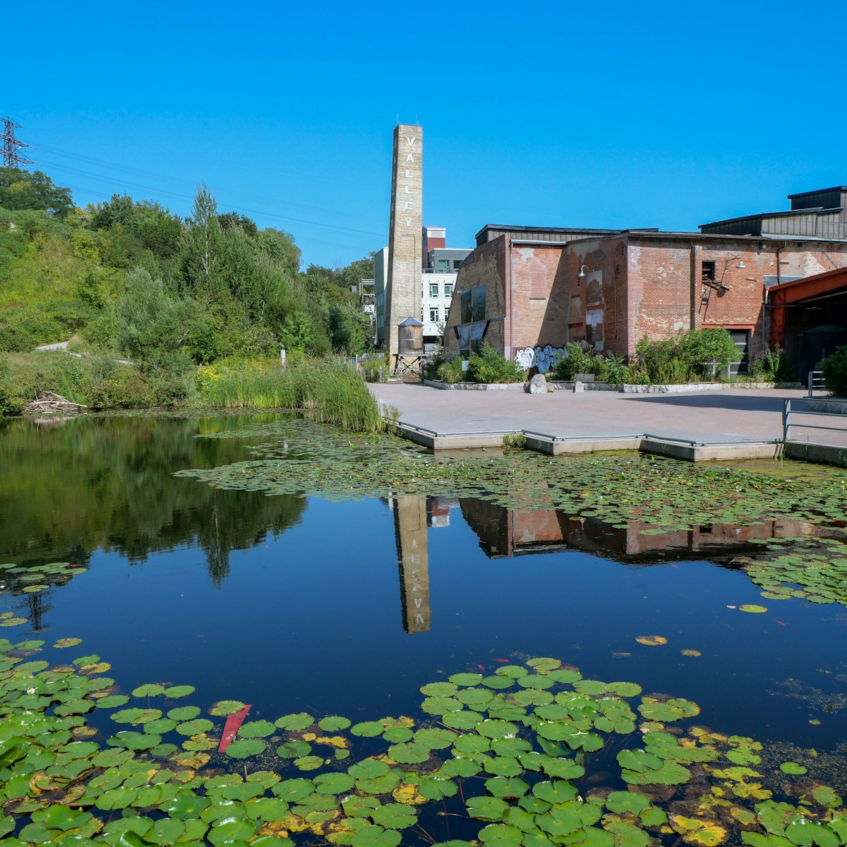 Toronto, Canada - August 24 2021:  Evergreen Brick Works in the Don Valley, a brick factory from the 19th century preserved as a park and museum
1452380964
evergreen brick works, path, don valley