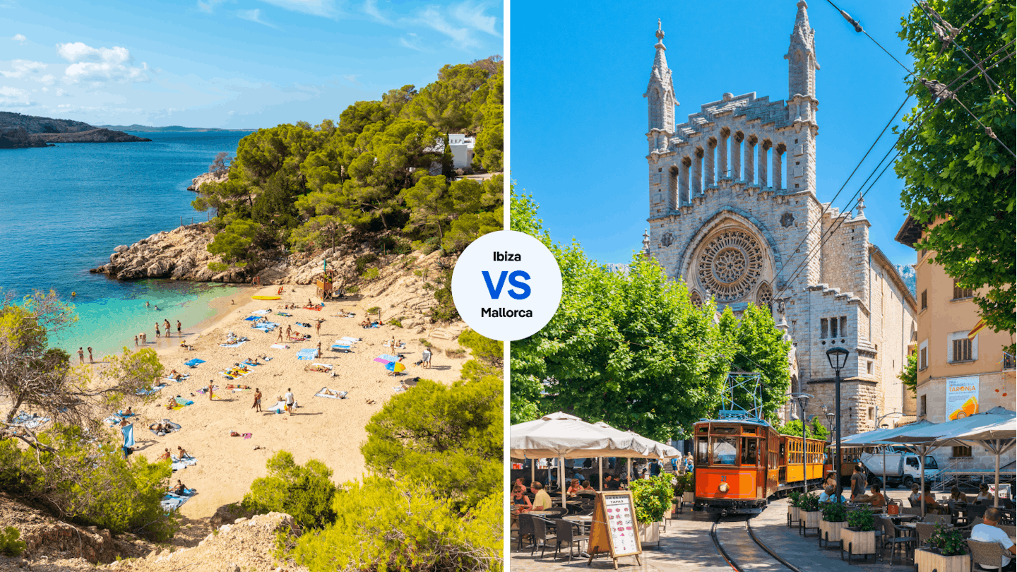 Playa Salada on Ibiza; Mallorca's historic tram in Soller