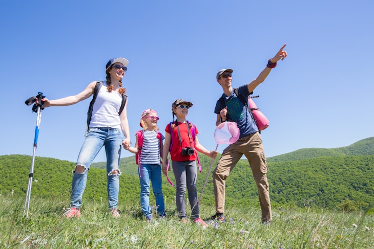 family with two kids have hiking  through the mountains; Shutterstock ID 1981510112; GL: 65050; netsuite: Online Editorial; full: Croatia Hikes; name: Tasmin Waby
1981510112