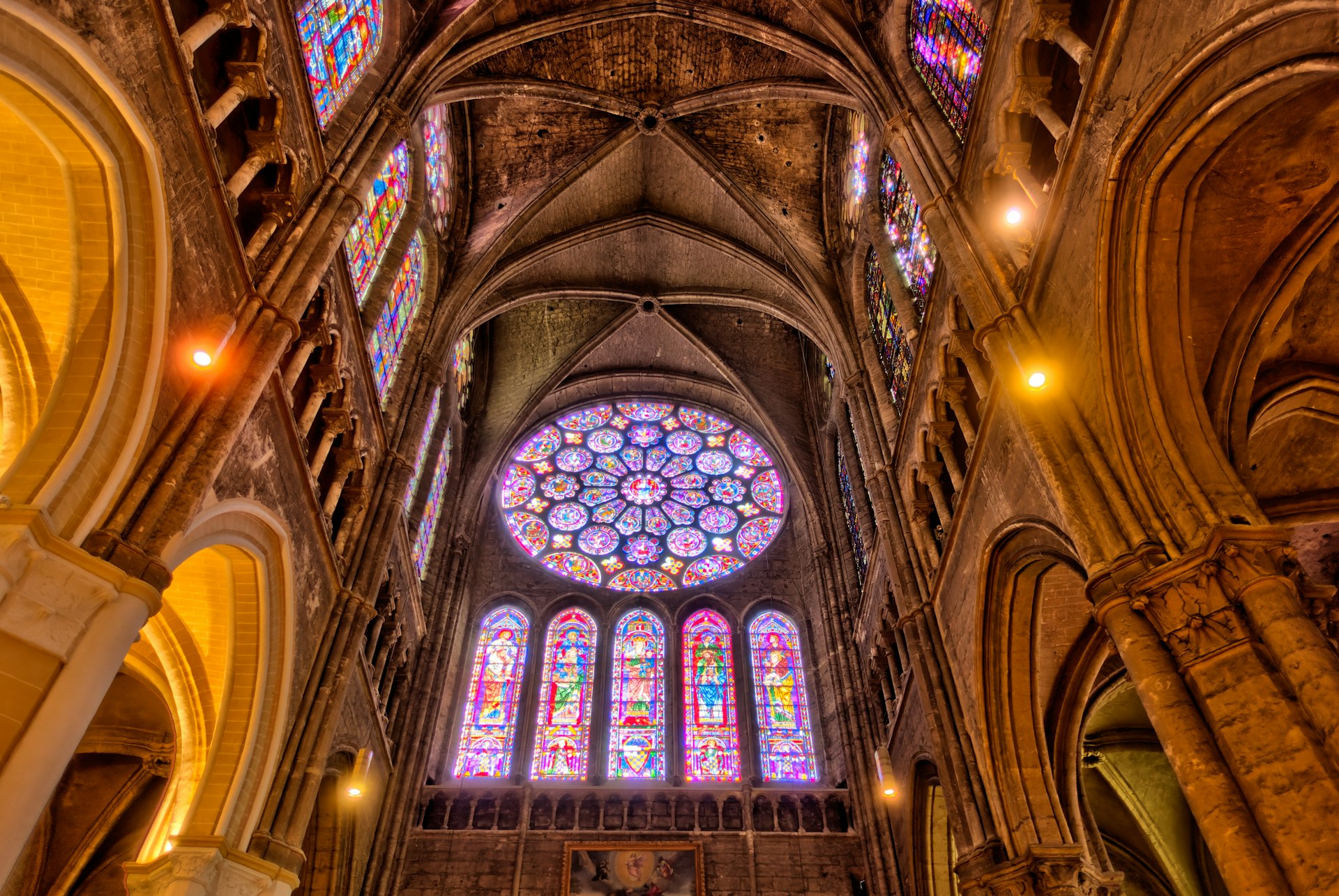 Stained glass windows at Cathédrale Notre Dame de Chartres, Chartres, Centre–Val de Loire, France