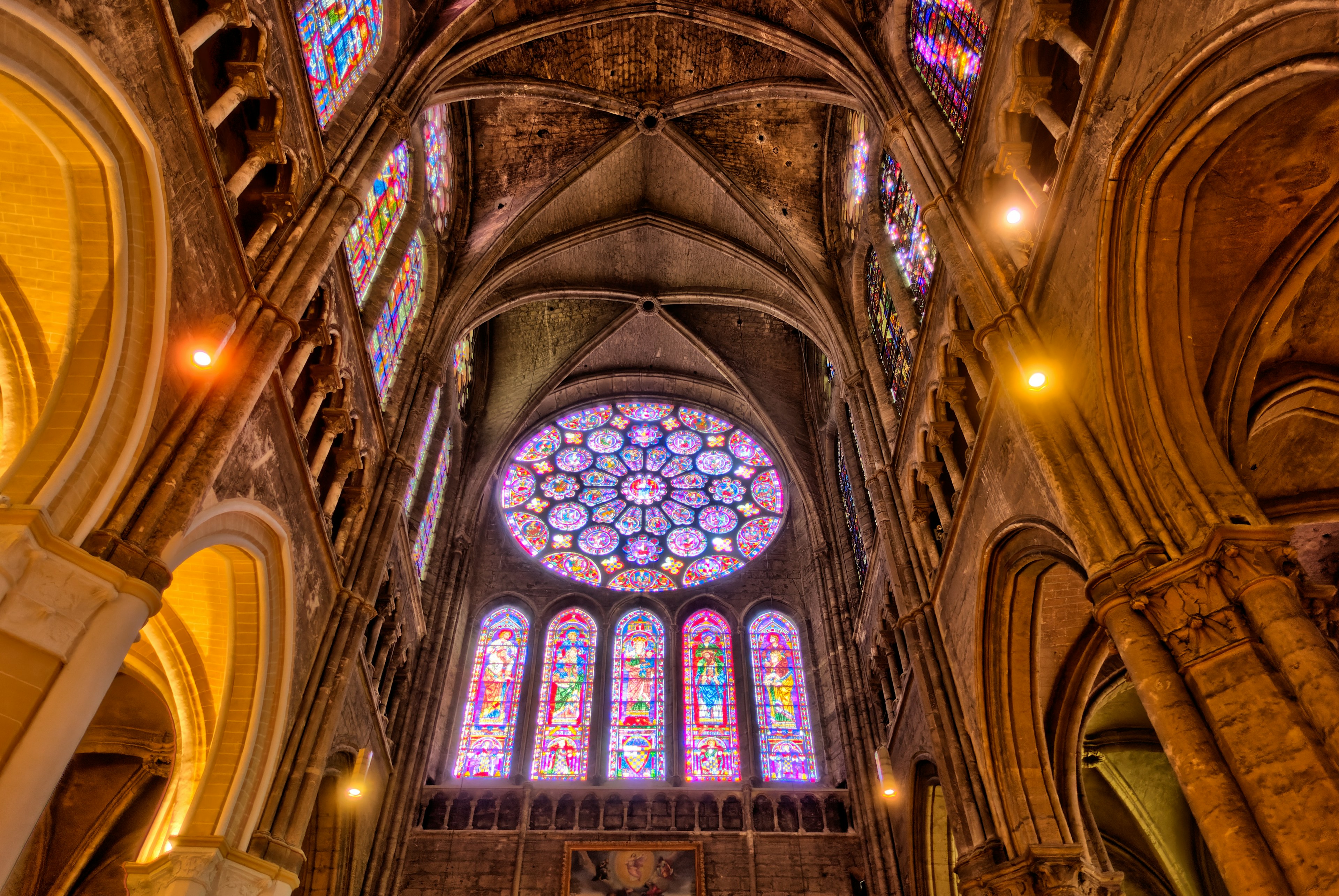 Stained glass windows at Cathédrale Notre Dame de Chartres, Chartres, Centre–Val de Loire, France