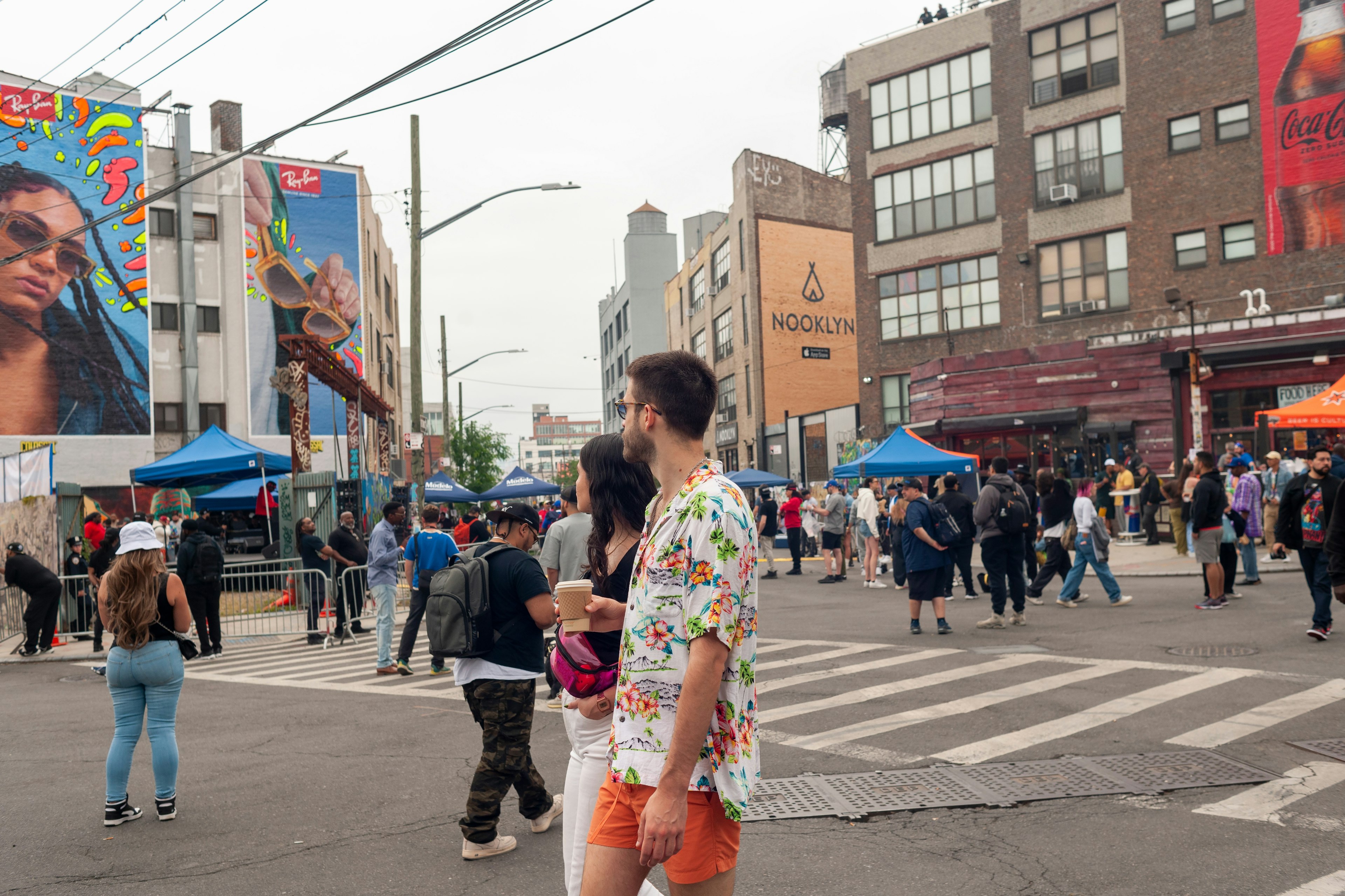 People on the streets for the Bushwick Collective Block Party, Bushwick, Brooklyn, New York City, New York, USA