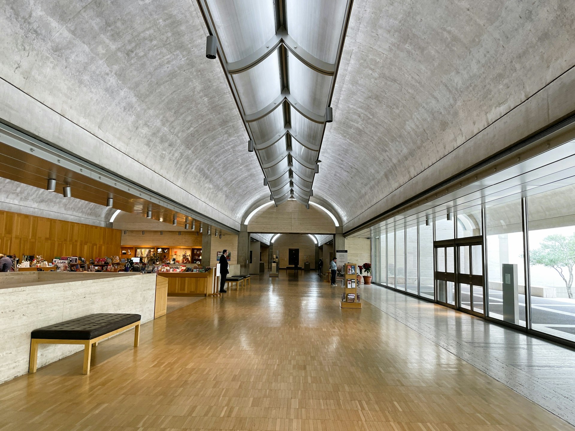 An interior shot of the Kimbell Art Museum designed by Louis Kahn, Fort Worth, Texas, USA