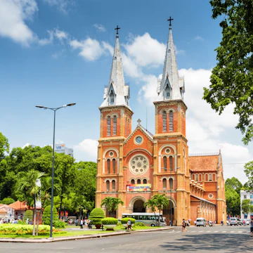 Saigon Notre-Dame Cathedral Basilica on blue sky background in Ho Chi Minh city, Vietnam.
architecture, asia, asian, brick, building, cathedral, catholic, catholicism, chi, christ, christianity, church, city, colonial, culture, dame, famous, french, historical, history, ho, holy, indochina, landmark, mary, minh, monument, notre, praying, religion, religious, saigon, spirituality, symbol, tower, travel, urban, vietnam, vietnamese, virgin, worship