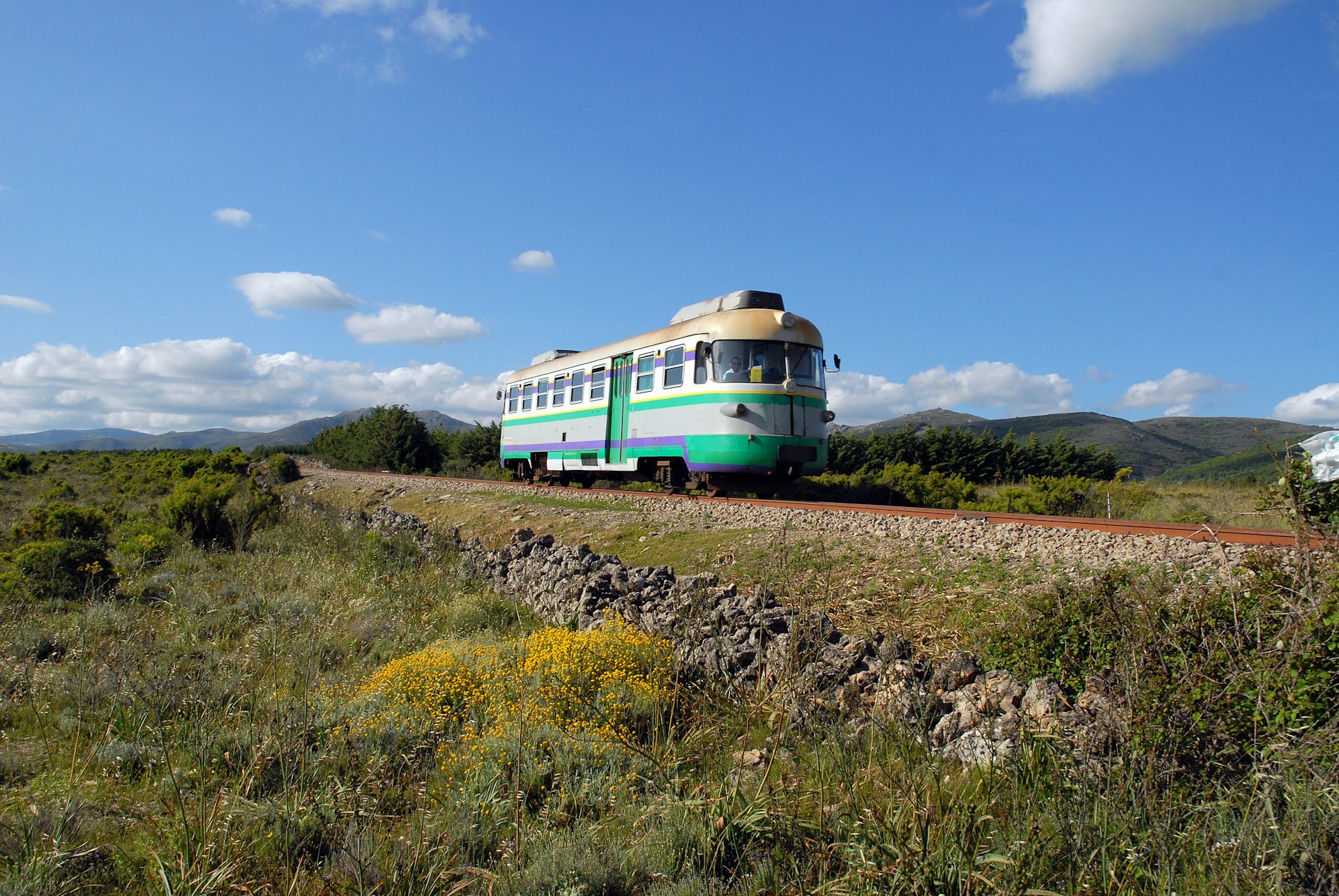 Green Train of Sardinia in the countryside