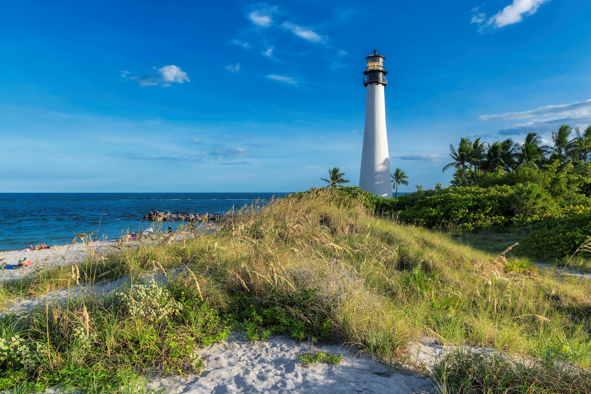 Cape Florida Lighthouse on the beach at Key Biscayne