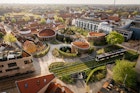Aerial drone view of Odense city on a sunny day.
1493697954