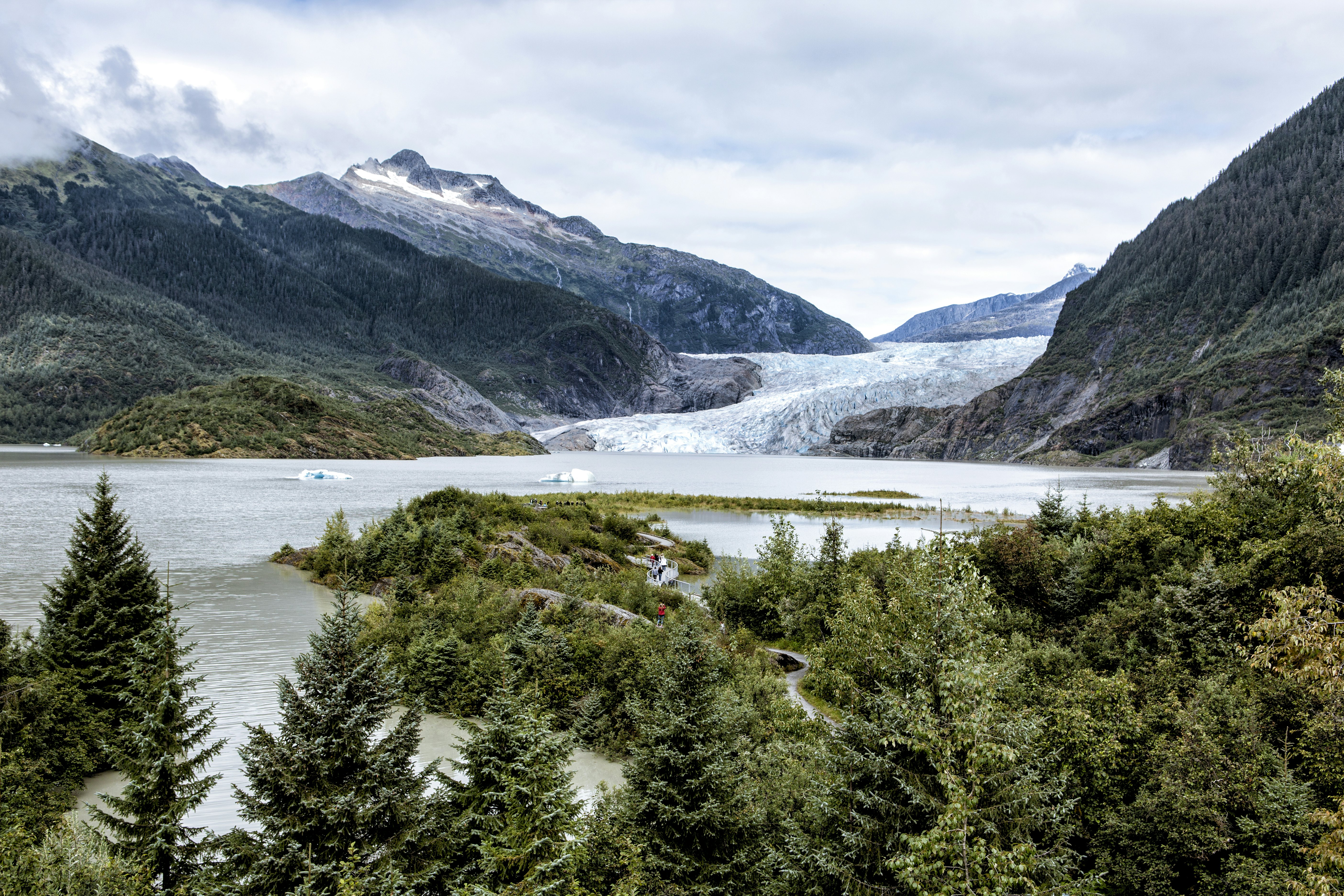 A walkway leads to a glacier viewing point