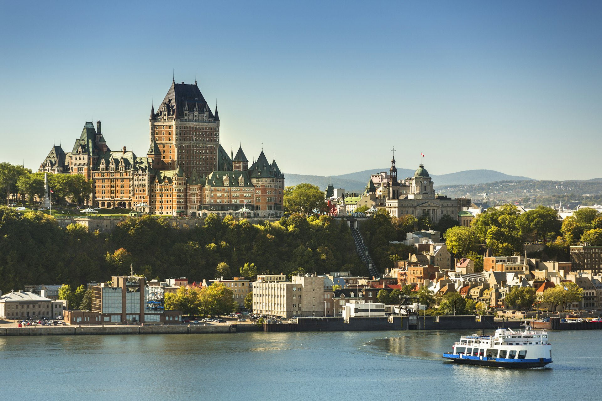 A view of Vieux Québec from the St Lawrence River, Québec City, Québec, Canada