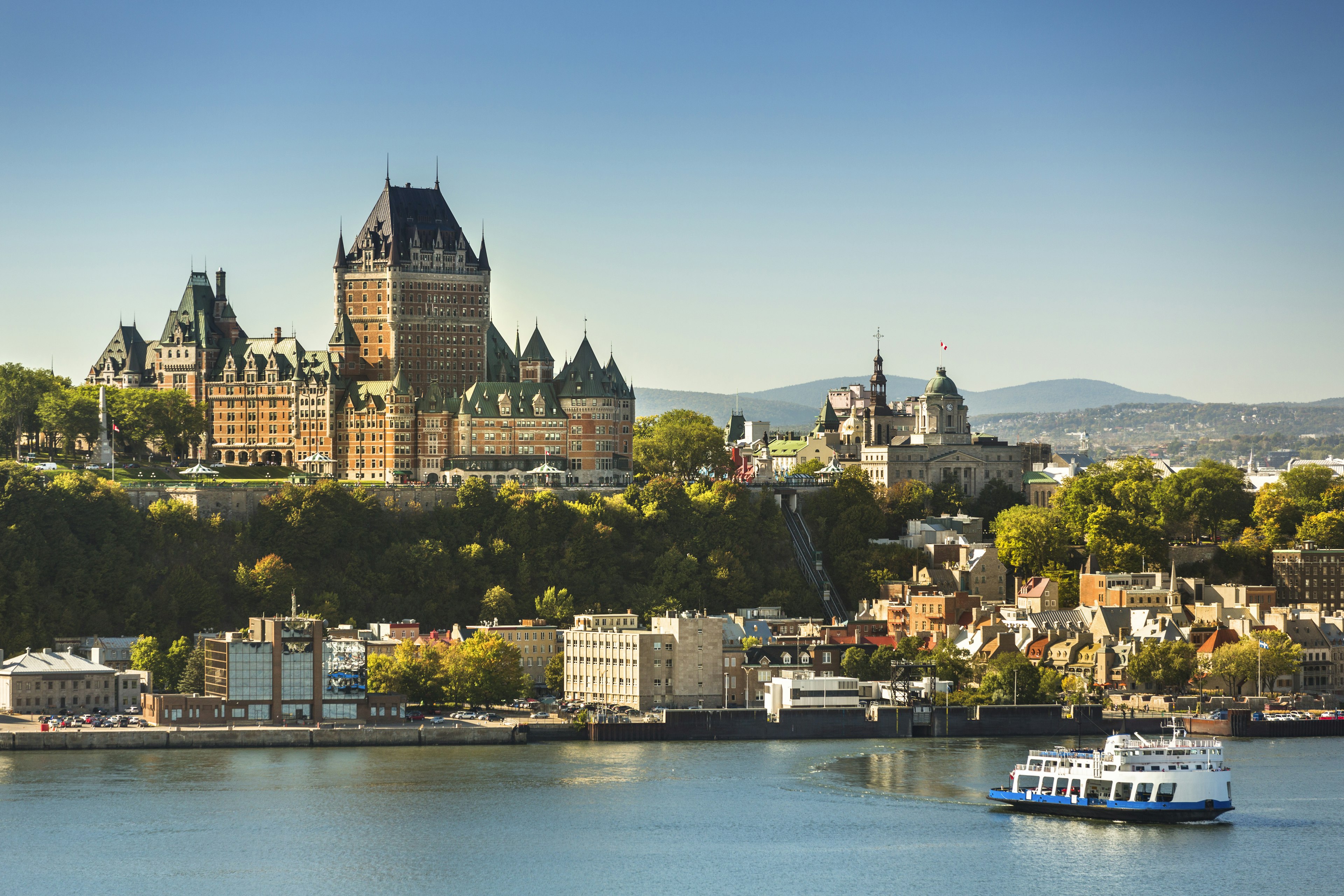 A view of Vieux Québec from the St Lawrence River, Québec City, Québec, Canada