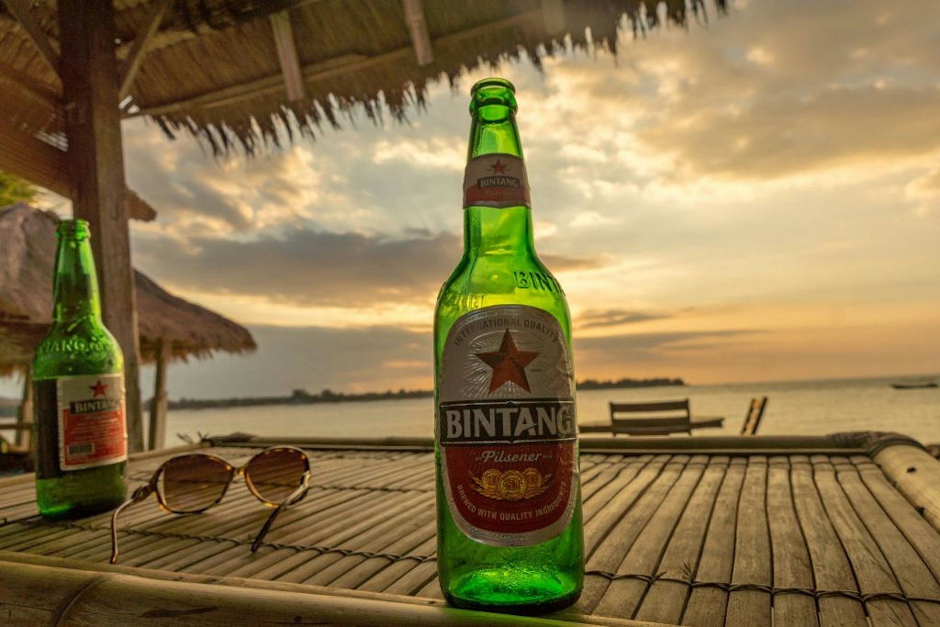 Beer at sunset on Pulau Island Gili Meno