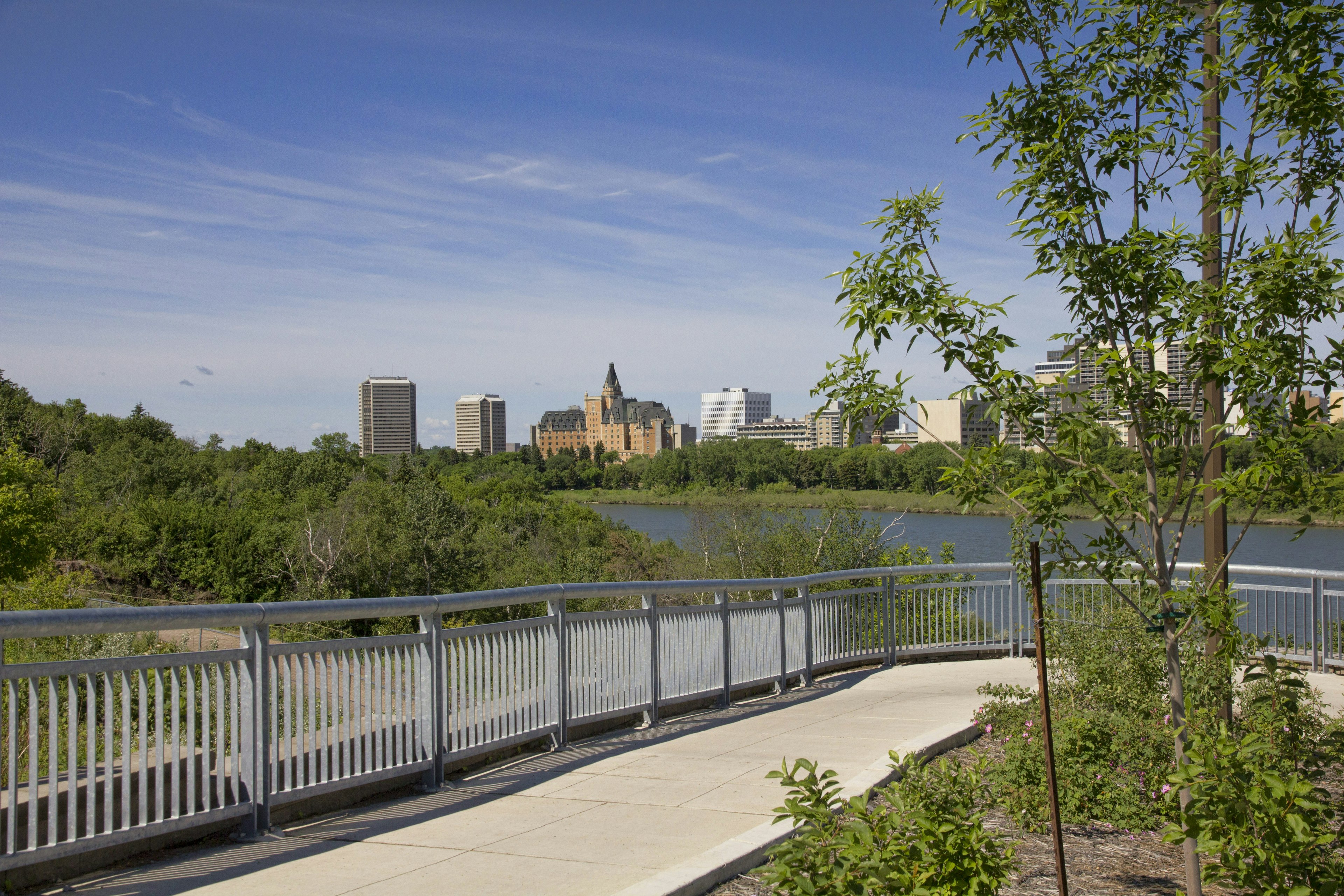 A flat path alongside a river