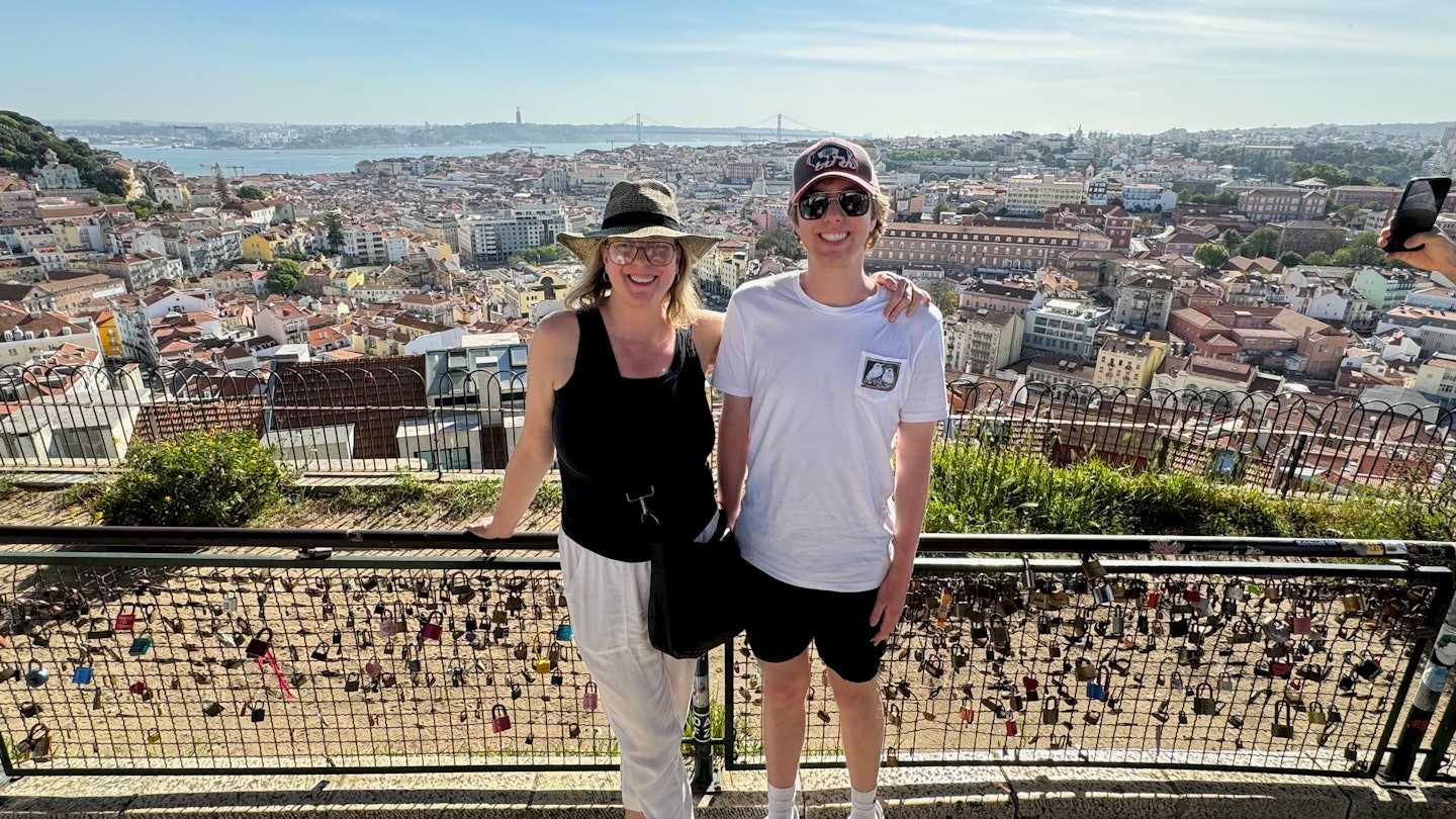 Brekke Fletcher and nephew take in the panoramic view from Miradouro da Senhora do Monte
