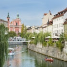Lonely Planet Magazine, Issue114, June 2018, Slovenia, Canal, Drooping trees, Franciscan Church, Kayak
Boats and paddle boarders travel down the tree-lined Ljubljanica River, which flows through the centre of Ljubljana.