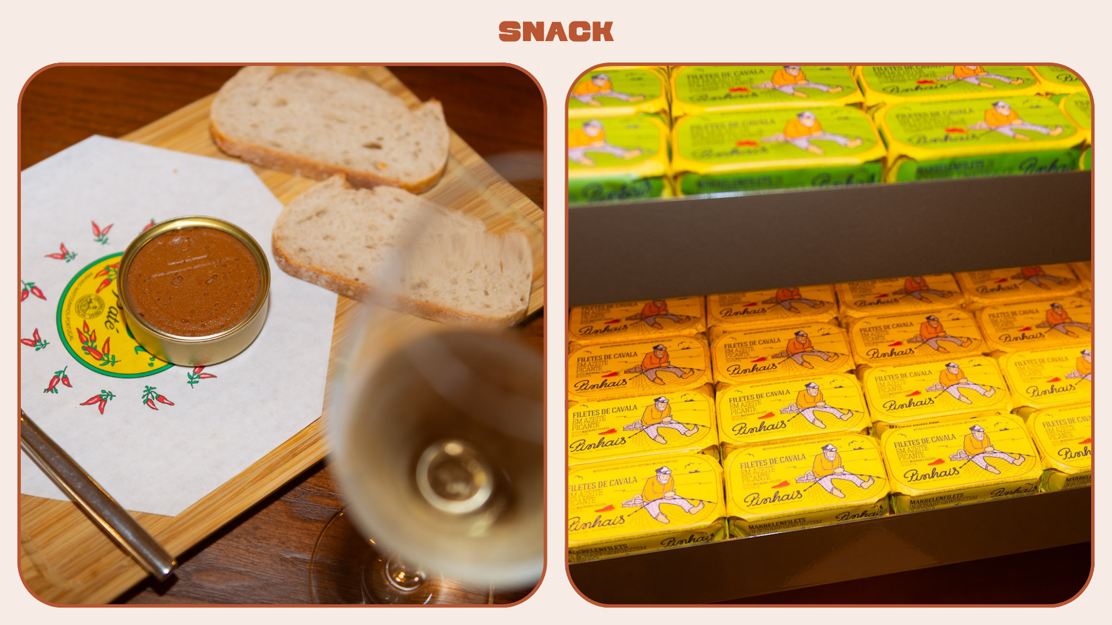 Tinned fish, wine and bread in a Portuguese canning factory