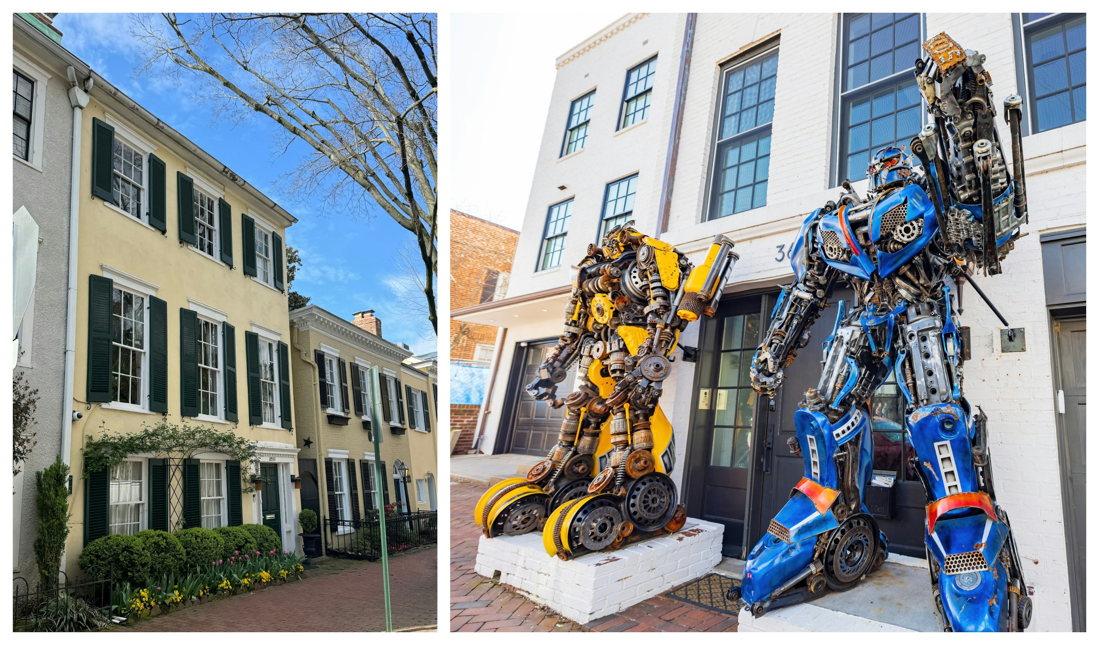 Left: A beautiful yellow townhome in Georgetown, DC; Right: the controversial