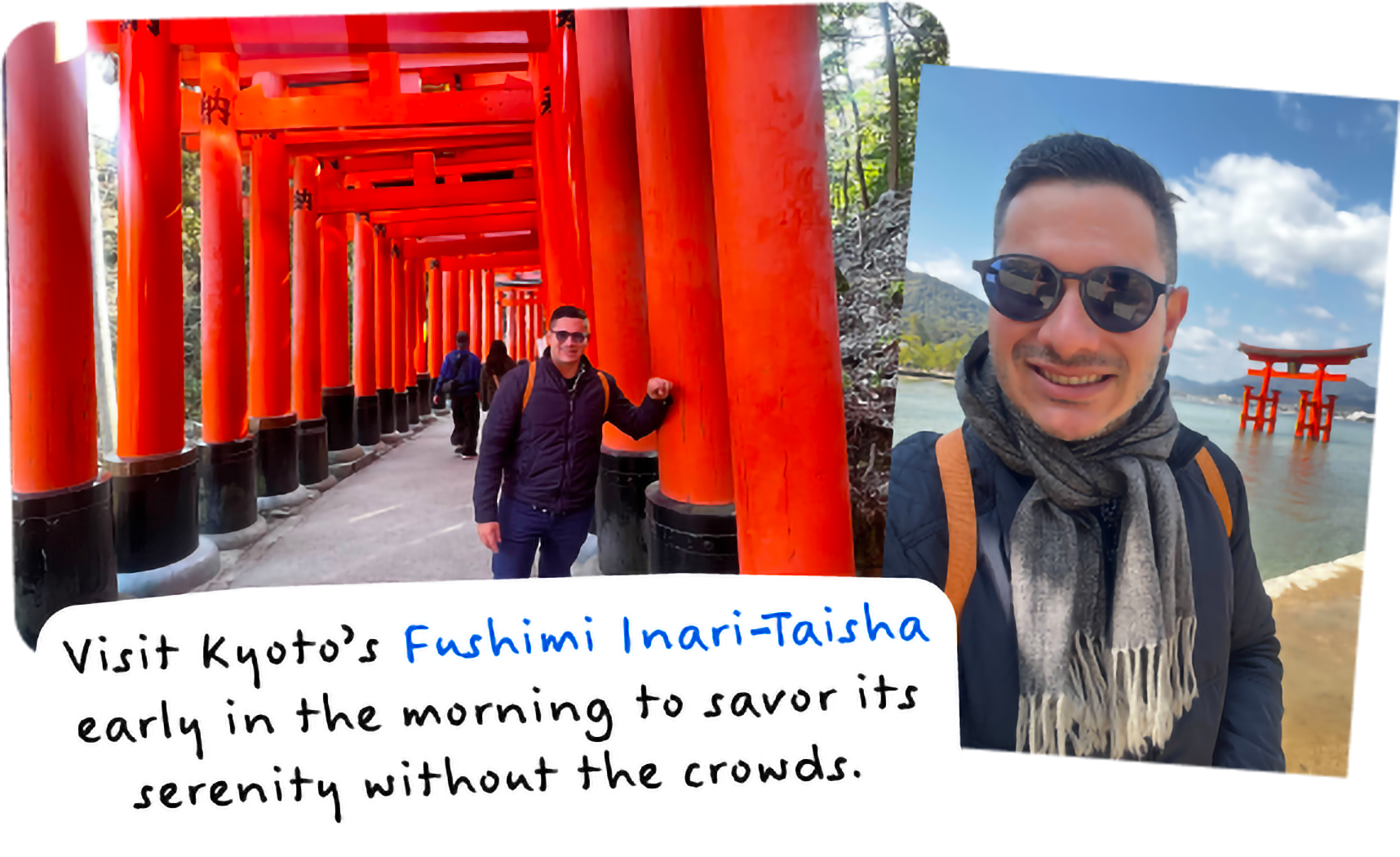 Visit Kyoto’s Fushimi Inari-Taisha early in the morning to savor its serenity without the crowds.