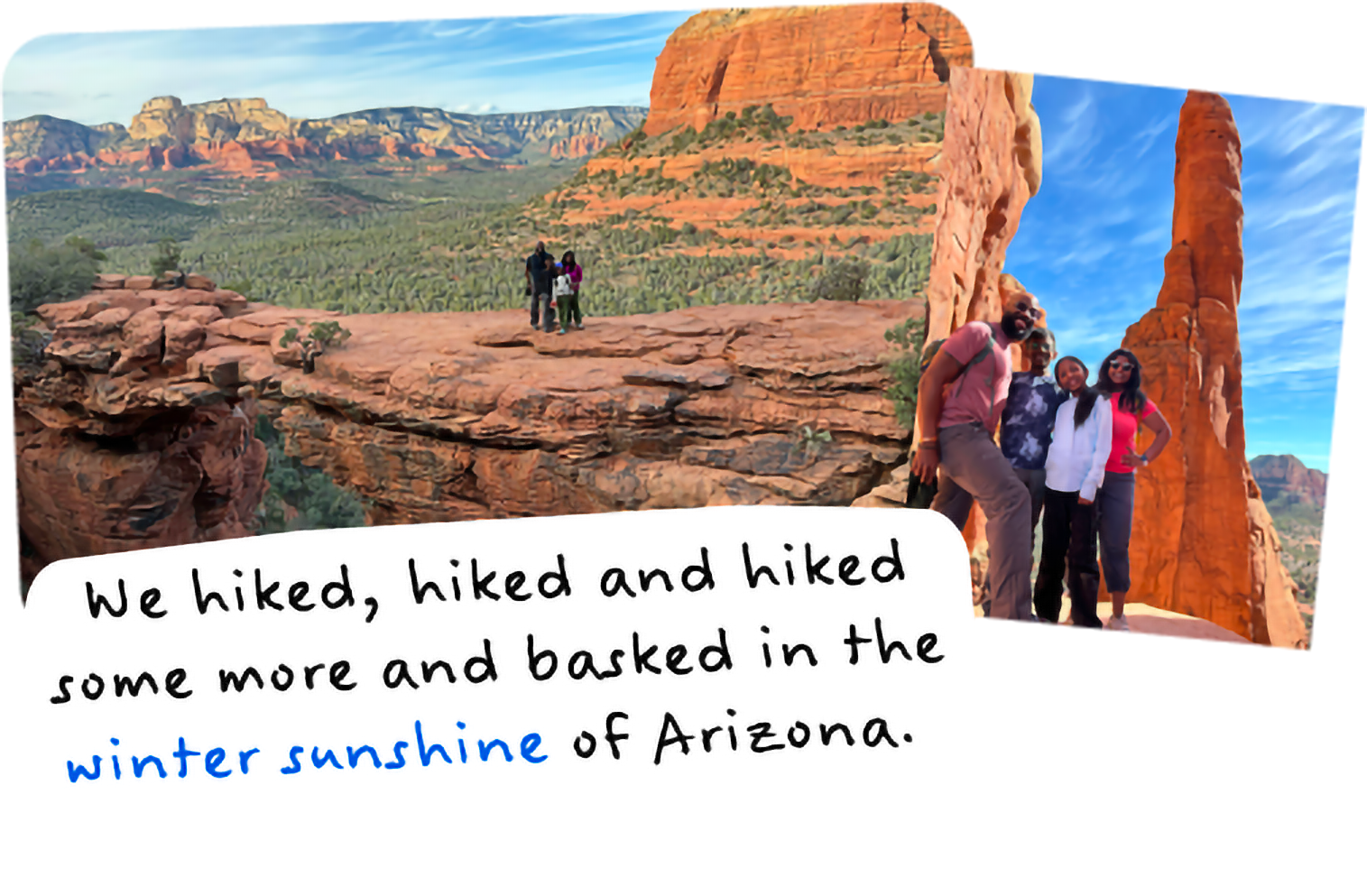 Nitya Chambers and family in Grand Canyon National Park