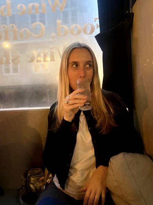 Ann Douglas Lott enjoying a drink