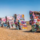 Amarillo, Texas / USA - July 24, 2019: Cadillac Ranch, located along I-40, is a public art sculpture of antique Cadillacs buried nose-down in a field.; Shutterstock ID 1484304152; GL: 65050; netsuite: Lonely Planet Online Editorial; full: Best EV road trips in the USA; name: Brian Healy
1484304152