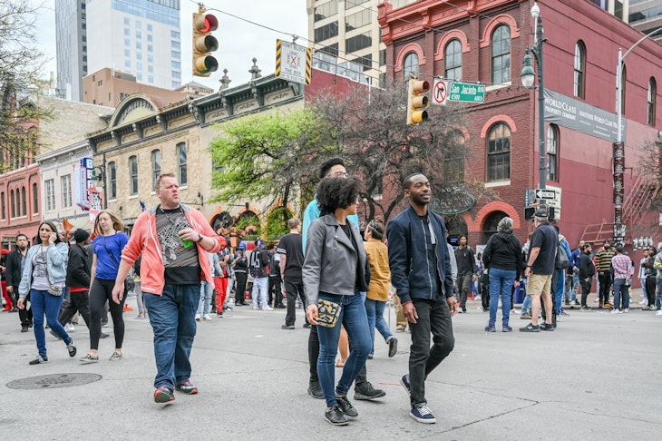 People crossing the street in Austin, Texas