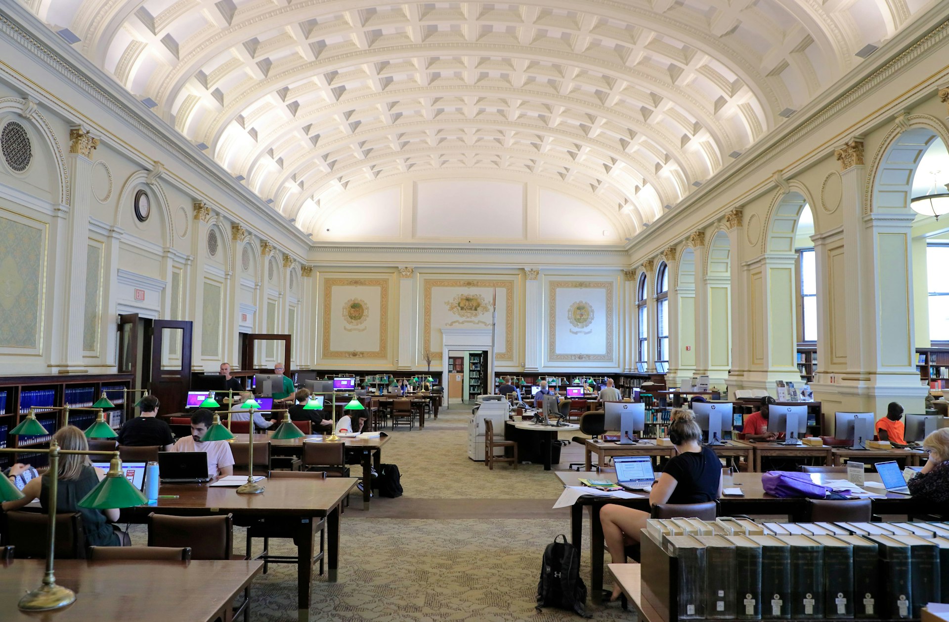 Interior view of the main branch of the Carnegie Library of Pittsburgh in the Oakland neighborhood, Pittsburgh, Pennsylvania, USA