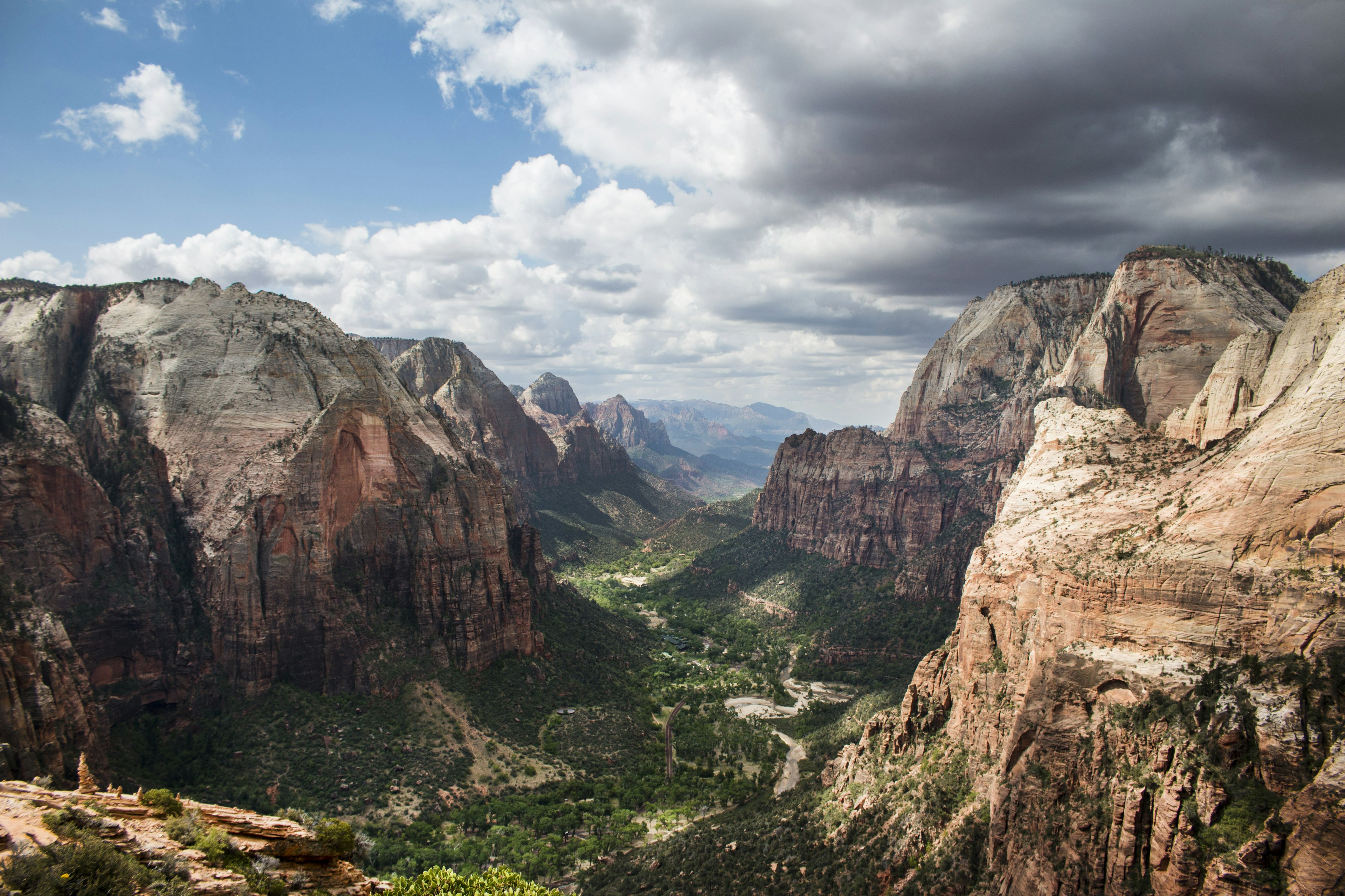 A landscape photograph of a deep canyon