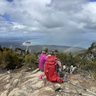 Hiker on the Hump Ridge Track, New Zealand