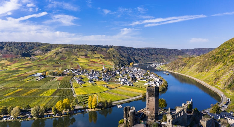 Germany, Rhineland-Palatinate, Poltersdorf, Moselle river, Metternich Castle
1131373329
aerial view, agriculture, architecture, autumn, built structure, castle, cochem, color image, copy space, day, drone, high angle view, germany, history, metternich castle, no people, old ruin, outdoors, photography, rhineland-palatinate, river, sky, sunlight, town, travel, travel destinations, vineyard, winemaking, water, building, cloud, historical, moselle, view