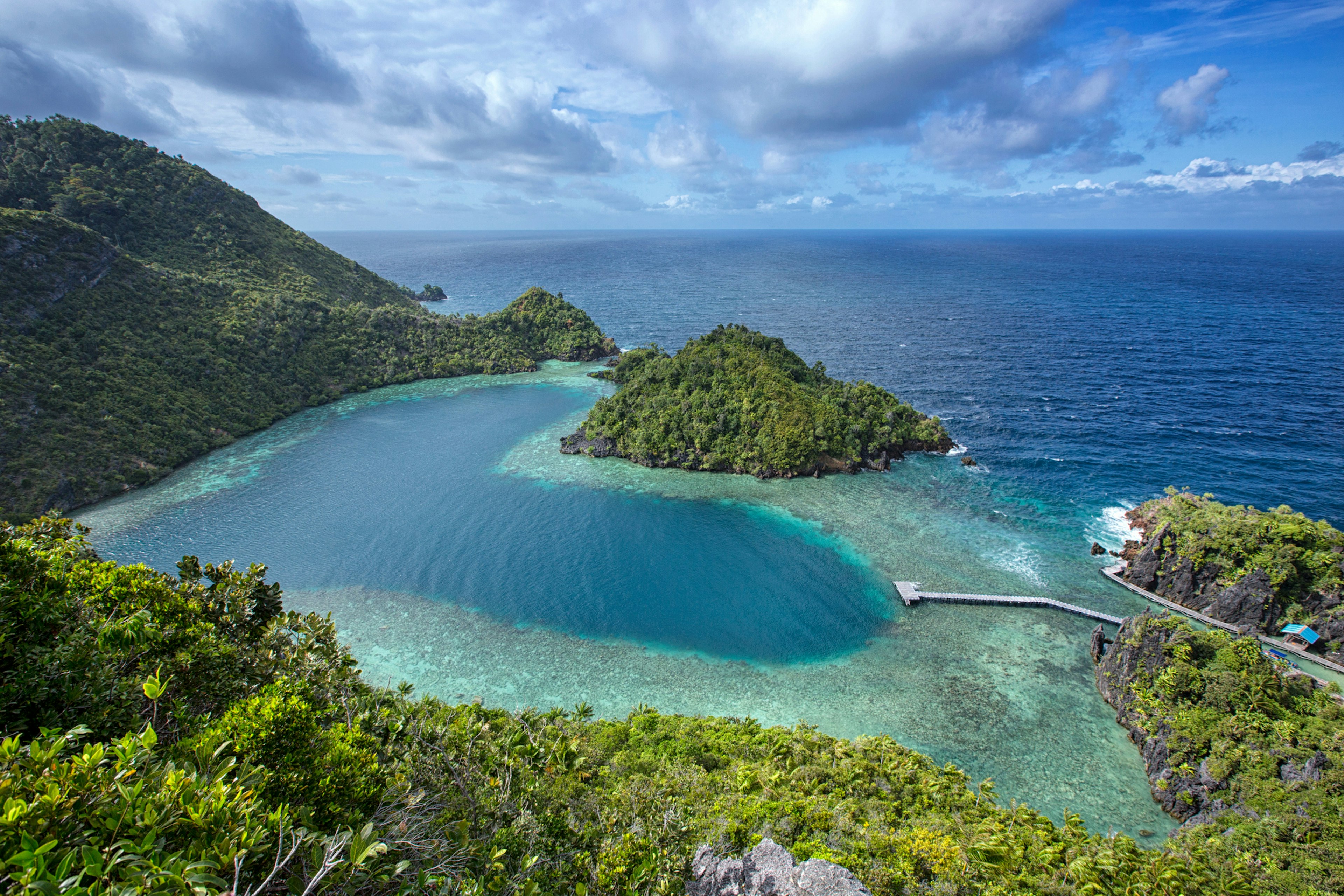 A lagoon surrounded by karst rocky outcrops