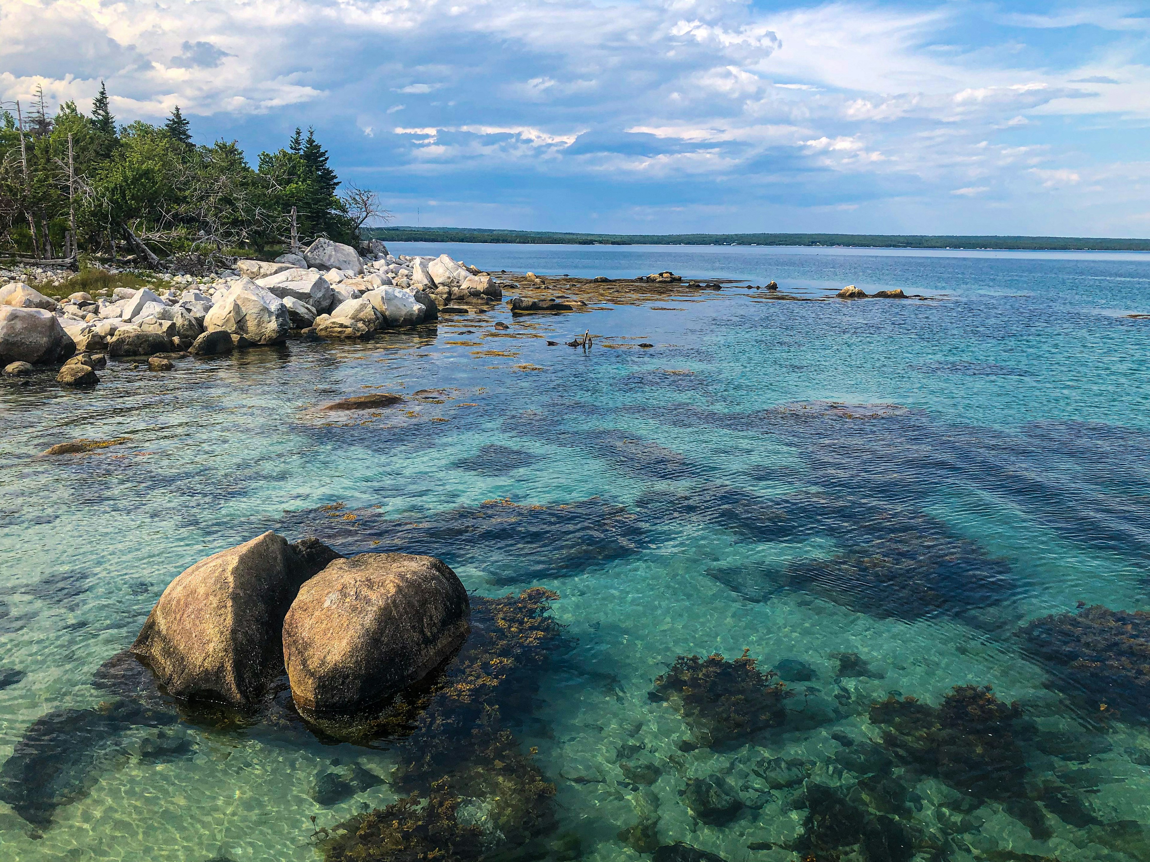 The clear water off Carters Beach in Nova Scotia