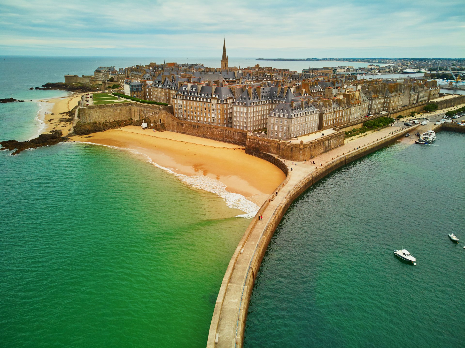 Aerial view of Saint-Malo Intra-Muros, Brittany, France