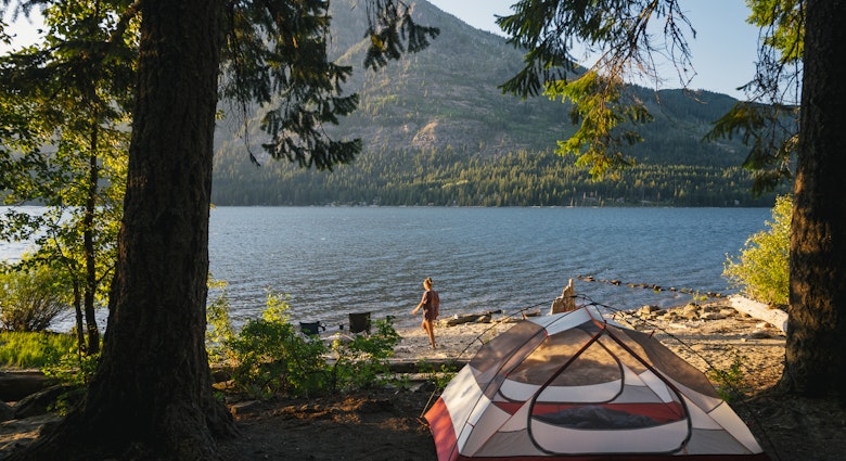 Camping next to Lake Wenatchee in the North Cascade Mountains, Washington State