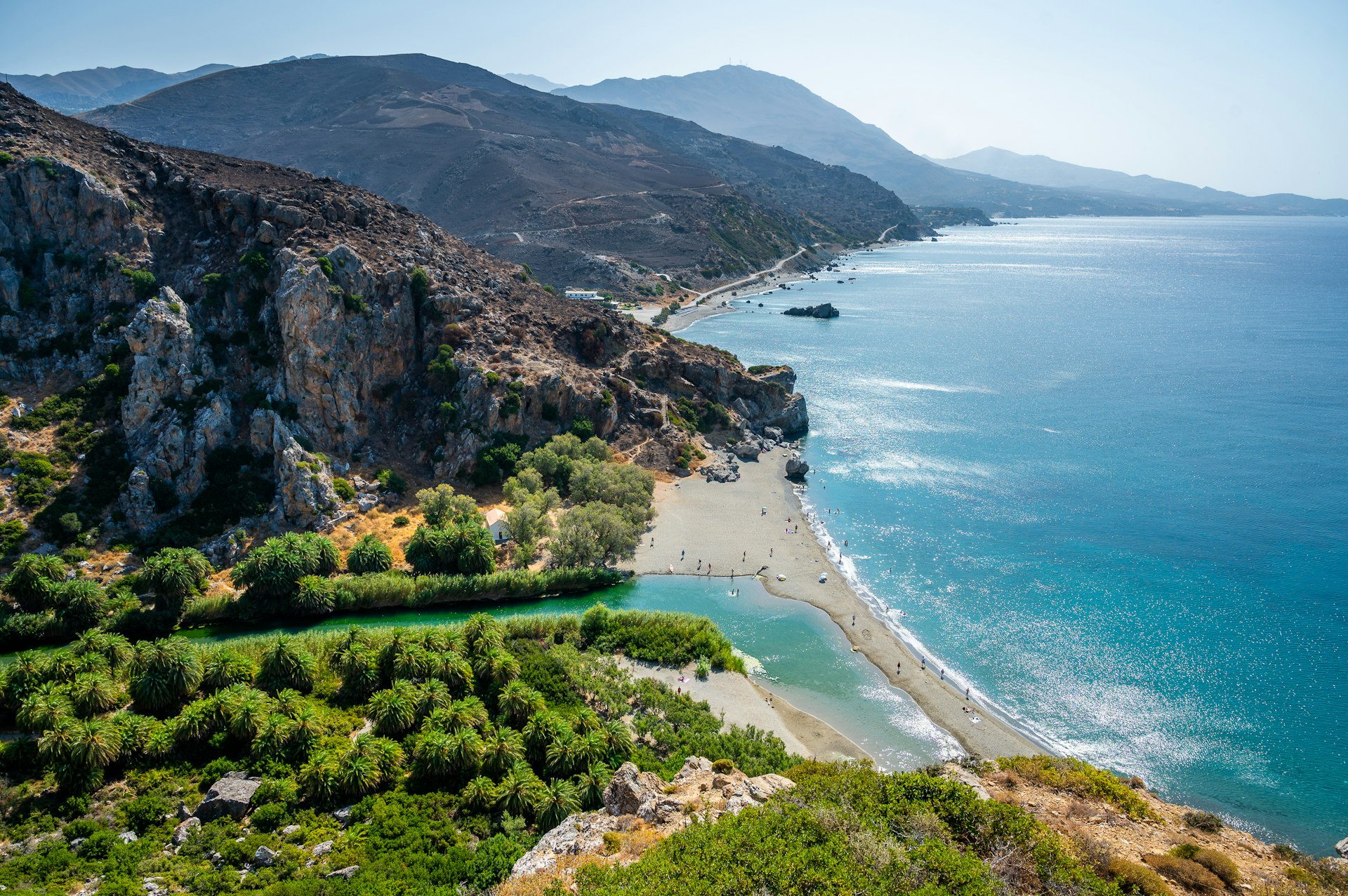 View of famous Preveli beach in the summer, Crete, Greece