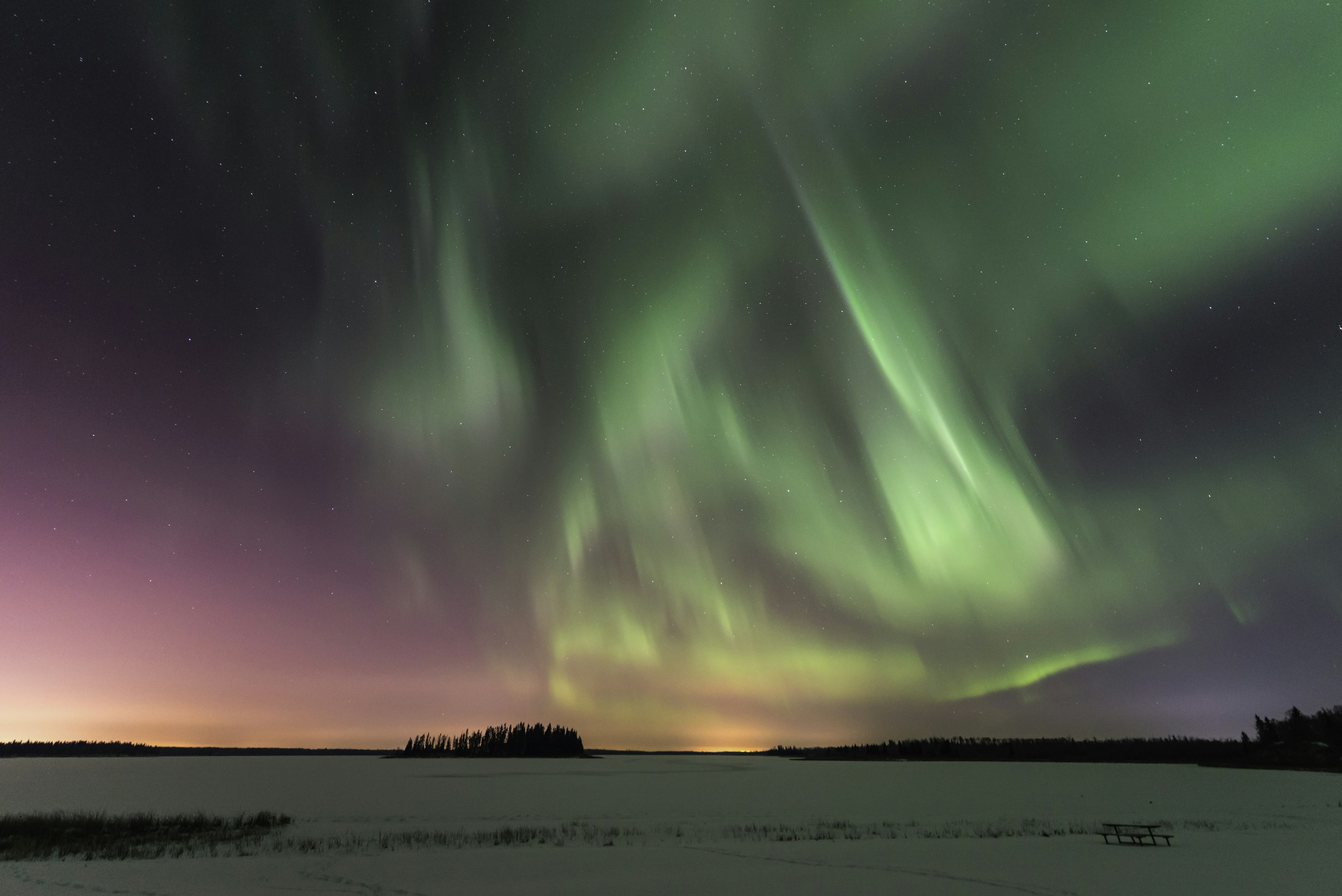 Northern Lights as seen from Elk Island National Park near Edmonton, Alberta