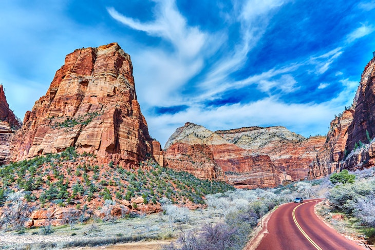The Zion-Mount Carmel Highway winds it's way towards the cliffs of Zion National Park,Utah
644038130
Zion National Park,Utah,USA - stock photo
The Zion-Mount Carmel Highway winds it's way towards the cliffs of Zion National Park,Utah