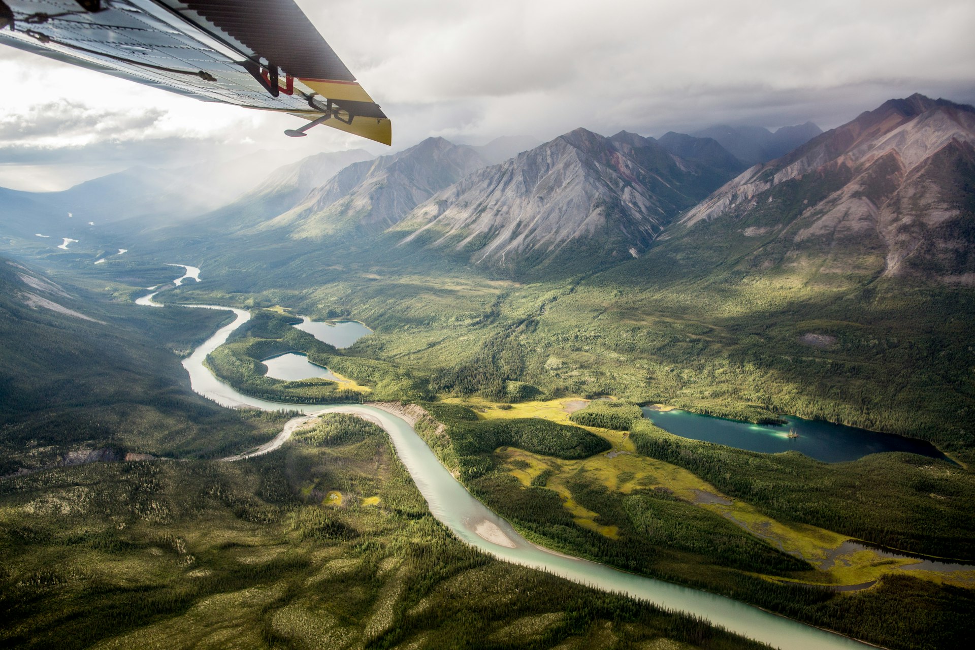 A view from a plane of Nahanni National Park Reserve, Northwest Territories, Canada