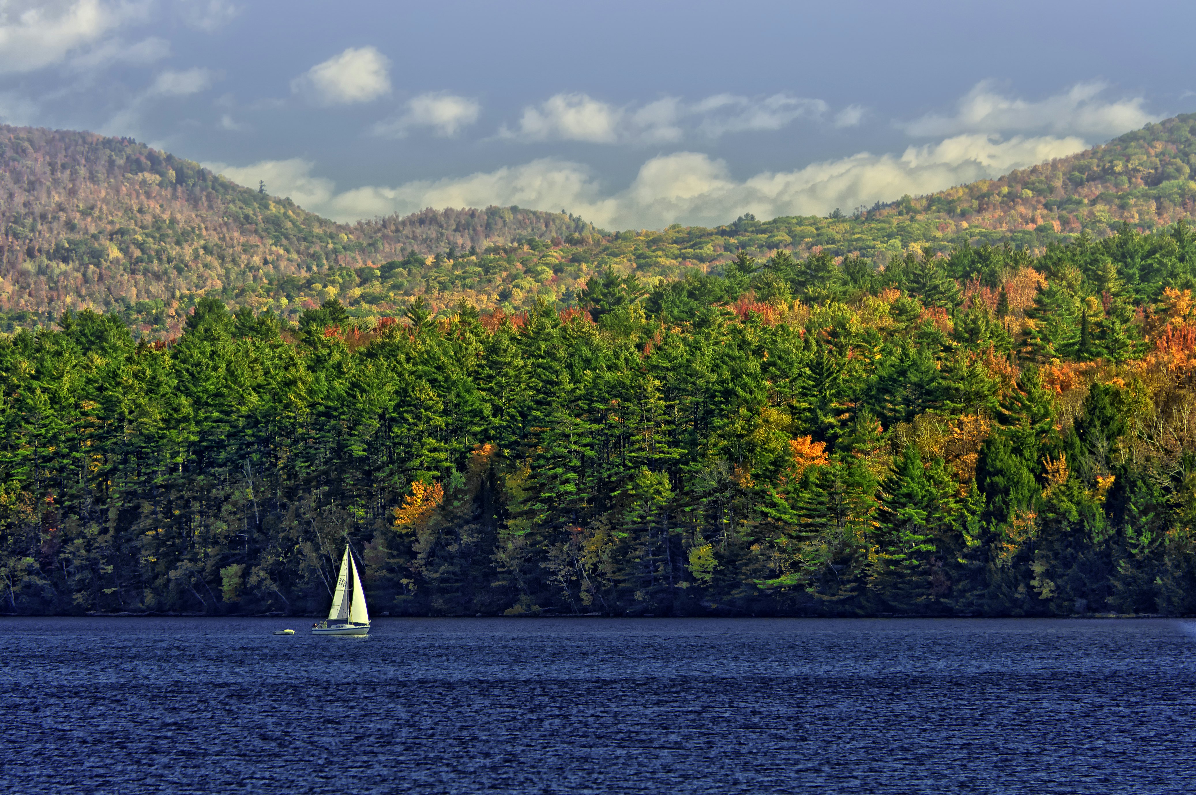 Sailboat on Lake Champlain in Vermont.