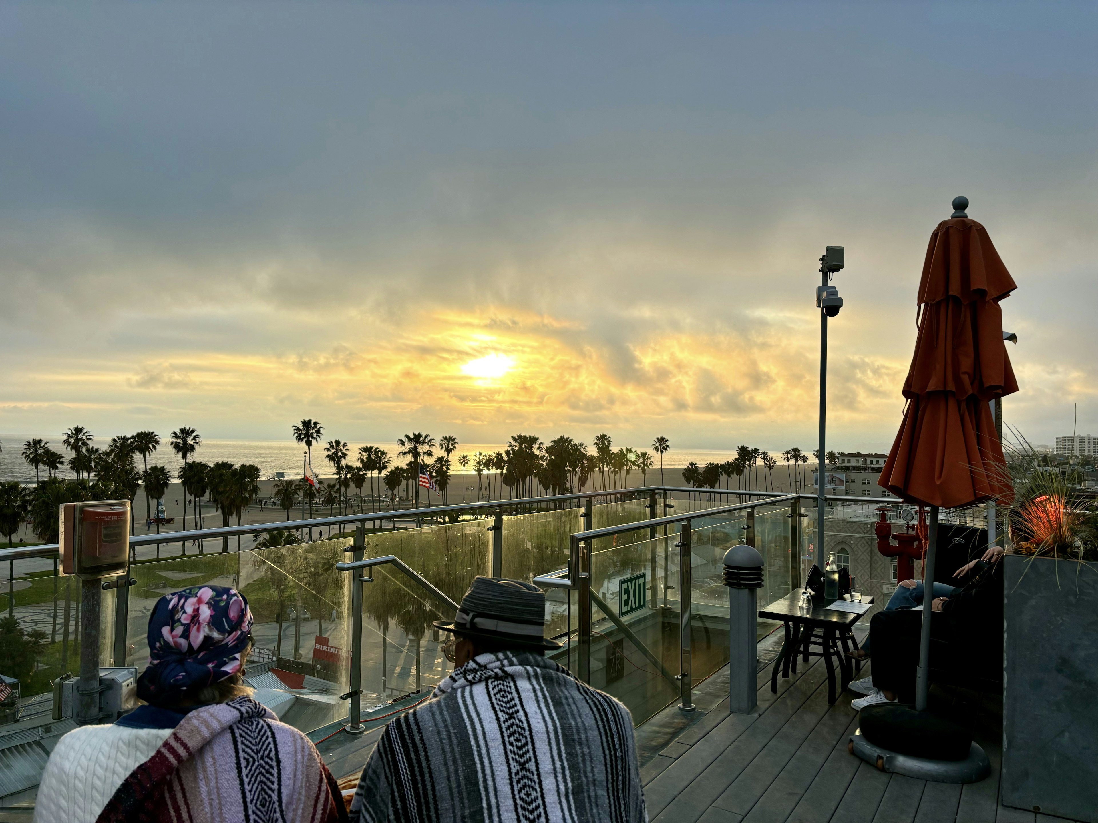 A view of the sunset from the rooftop of the Hotel Erwin, Venice Beach, LA