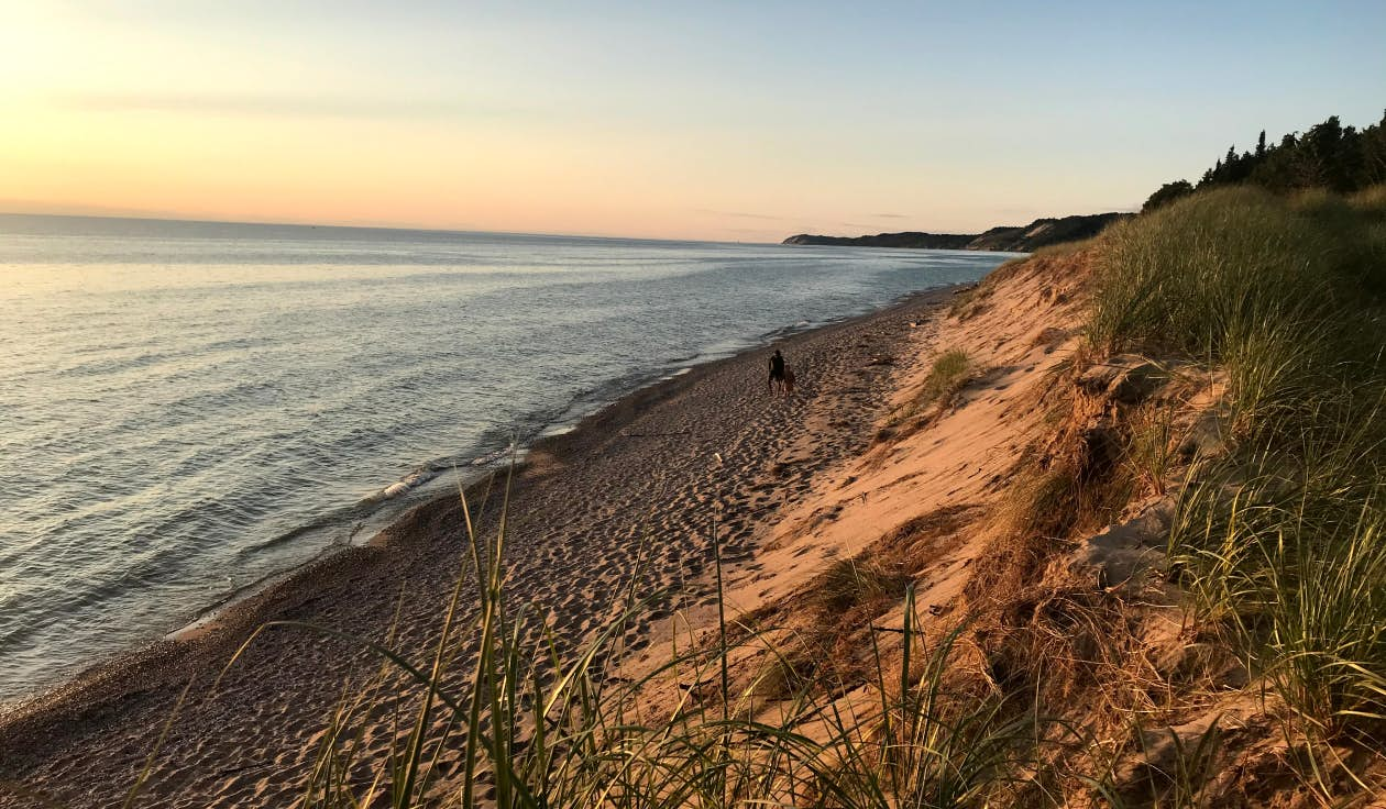 The beach at sunset