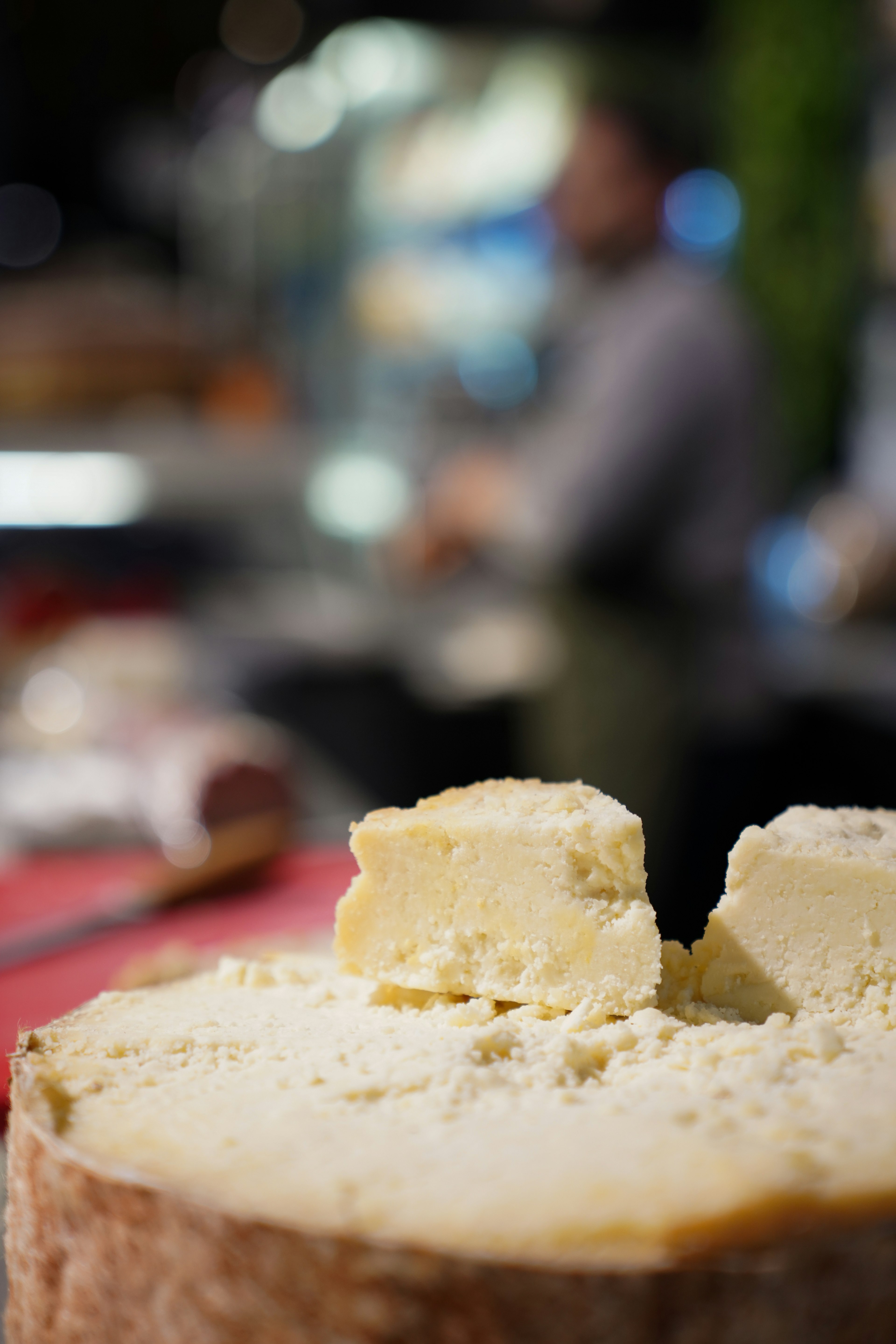 Close up of crumbly divle obruk peyniri cheese, made in central Turkey