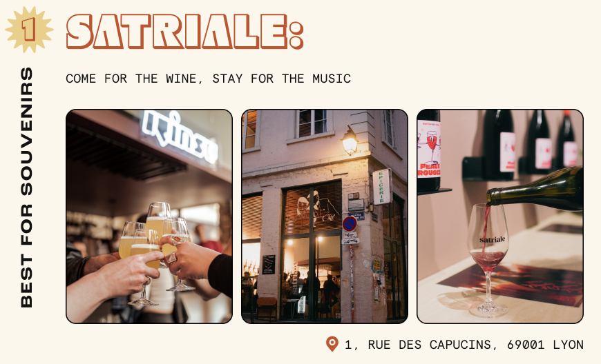 Collage of images showcasing wine from a Lyon wine bar and shop