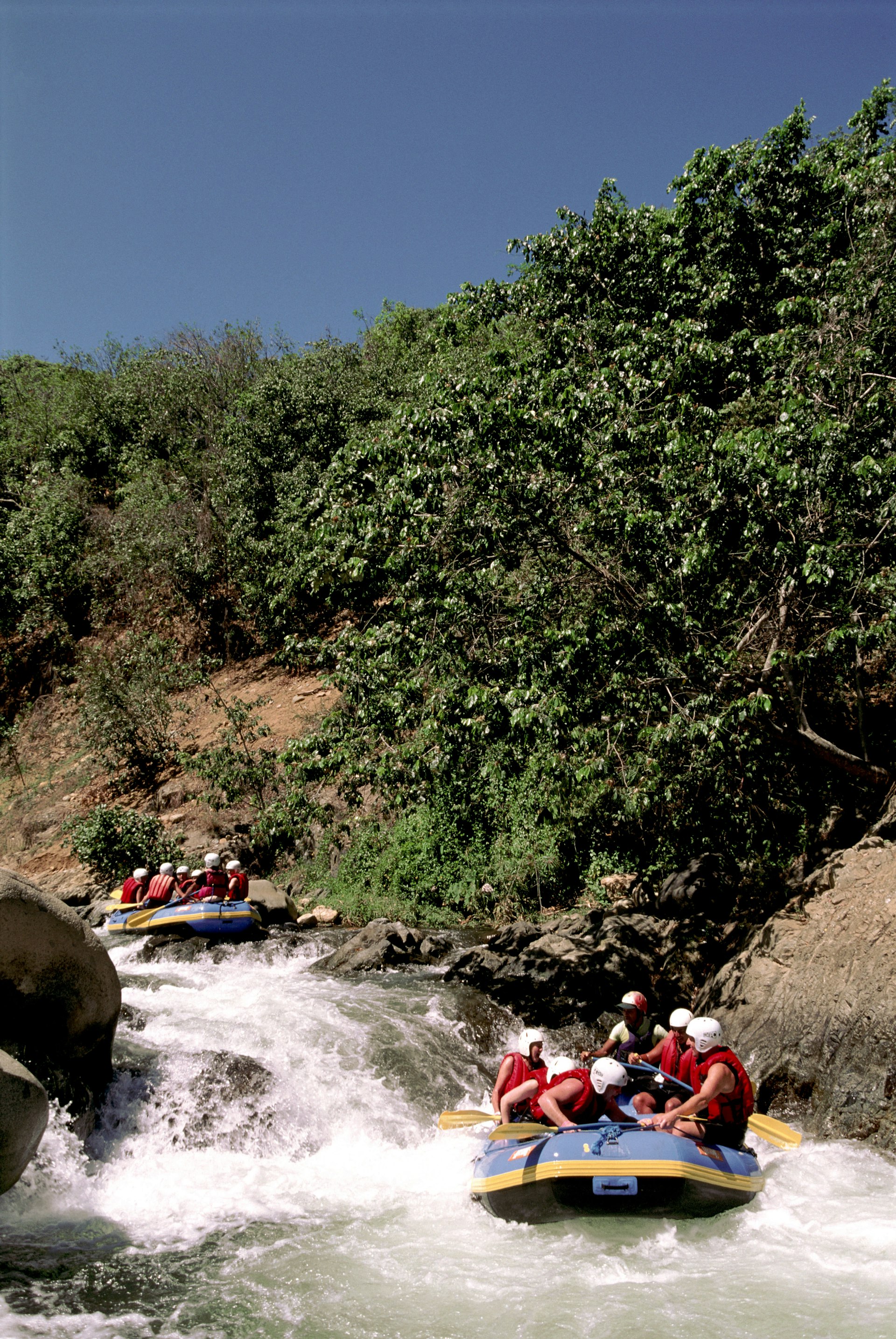 White water rafting on a sunny day