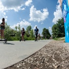 People Ride Motorized Scooters Along The Atlanta Beltline - stock photo
Atlanta, GA, USA - July 6, 2019: People ride motorized scooters along the Atlanta Beltline near the Old Fourth Ward Park, on July 6, 2019 in Atlanta, GA. © BluIz60 / Getty Images