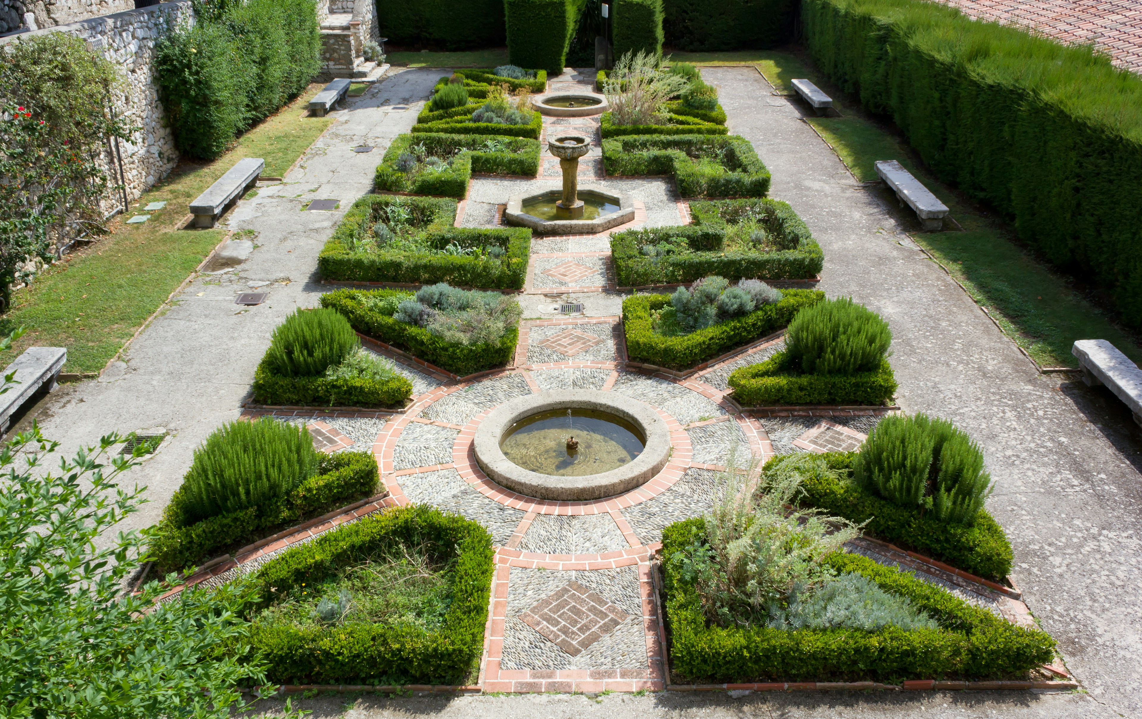 View of the garden of the Cimiez monastery in Nice, France