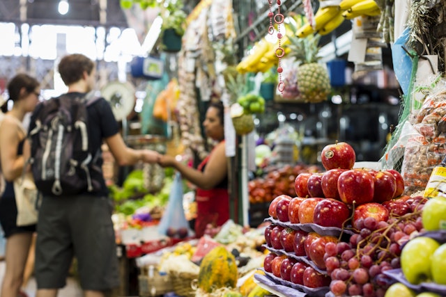 A fruit stall at San Telmo Market, Buenos Aires, Argentina